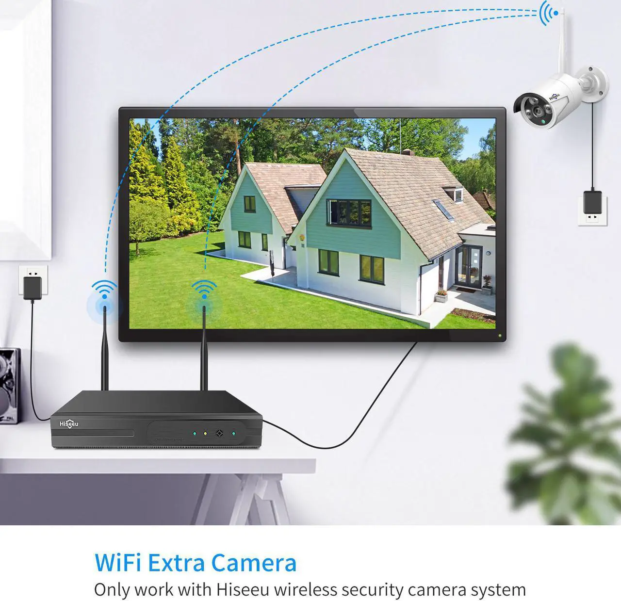 Alt view image 2 of 6 - Hiseeu  3MP Outdoor Wireless Security Camera, Waterproof Outdoor Indoor 3.6mm Lens IR Cut Day & Night Vision with Power Adapter, Compatible Hiseeu 8CH Wireless Security Camera System