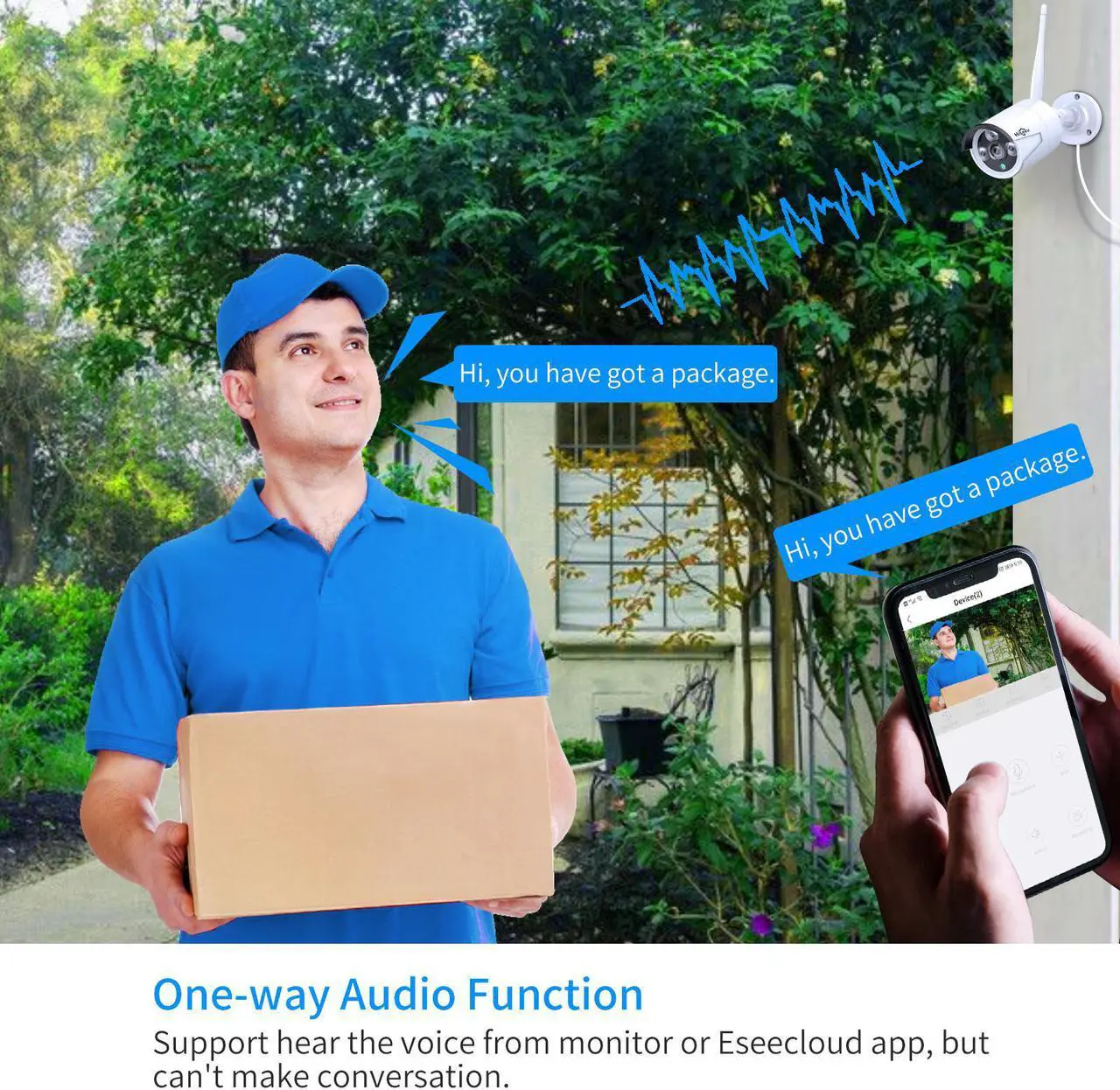 Alt view image 5 of 6 - Hiseeu  3MP Outdoor Wireless Security Camera, Waterproof Outdoor Indoor 3.6mm Lens IR Cut Day & Night Vision with Power Adapter, Compatible Hiseeu 8CH Wireless Security Camera System