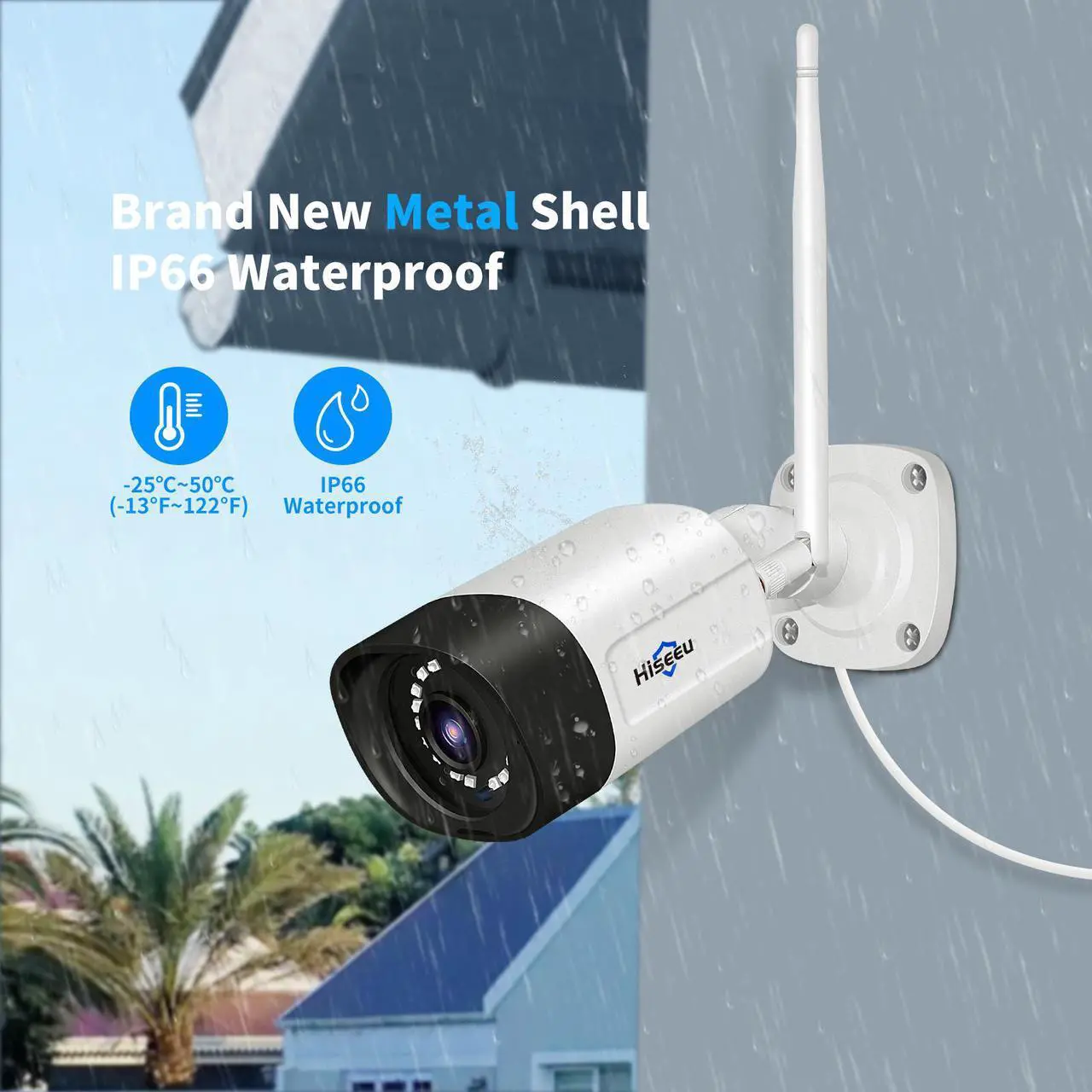 Alt view image 6 of 7 - Hiseeu 5MP Outdoor Security Camera Bullet, 2-Way Audio, 5MP Surveillance IP Cameras,IP66 Waterproof, Remote Viewing, Motion Detection, Night Vision