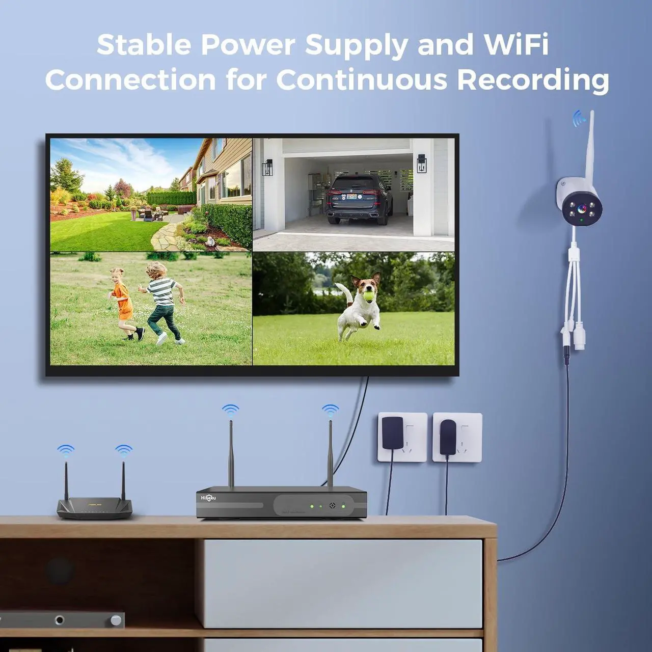 Alt view image 2 of 7 - Hiseeu 3MP Wireless Security Camera System 1TB Hard Drive,4Pcs WiFi Security Camera, IP66 Waterproof, Motion Alert
