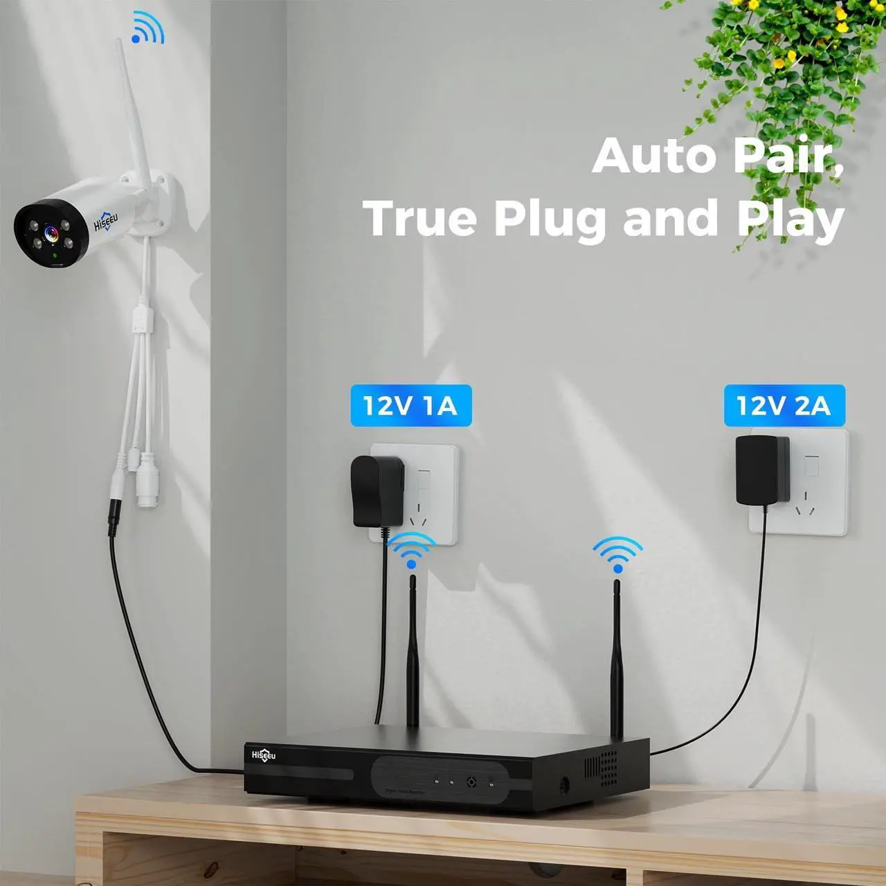 Alt view image 5 of 7 - Hiseeu 3MP Wireless Security Camera System 1TB Hard Drive,4Pcs WiFi Security Camera, IP66 Waterproof, Motion Alert