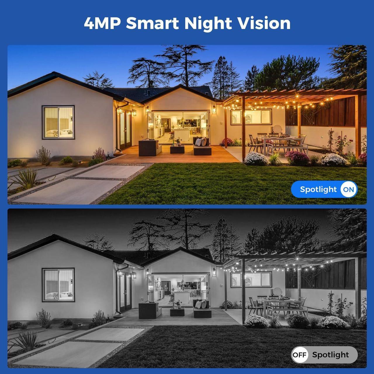 Alt view image 6 of 6 - Hiseeu Wireless Solar Camera System Outdoor, 4PCS 4MP Home Battery Camera with 1T HDD, PTZ 360° View, PIR Motion Detection, Color Night Vision, IP66, 2-Way Audio, 2.4G WiFi