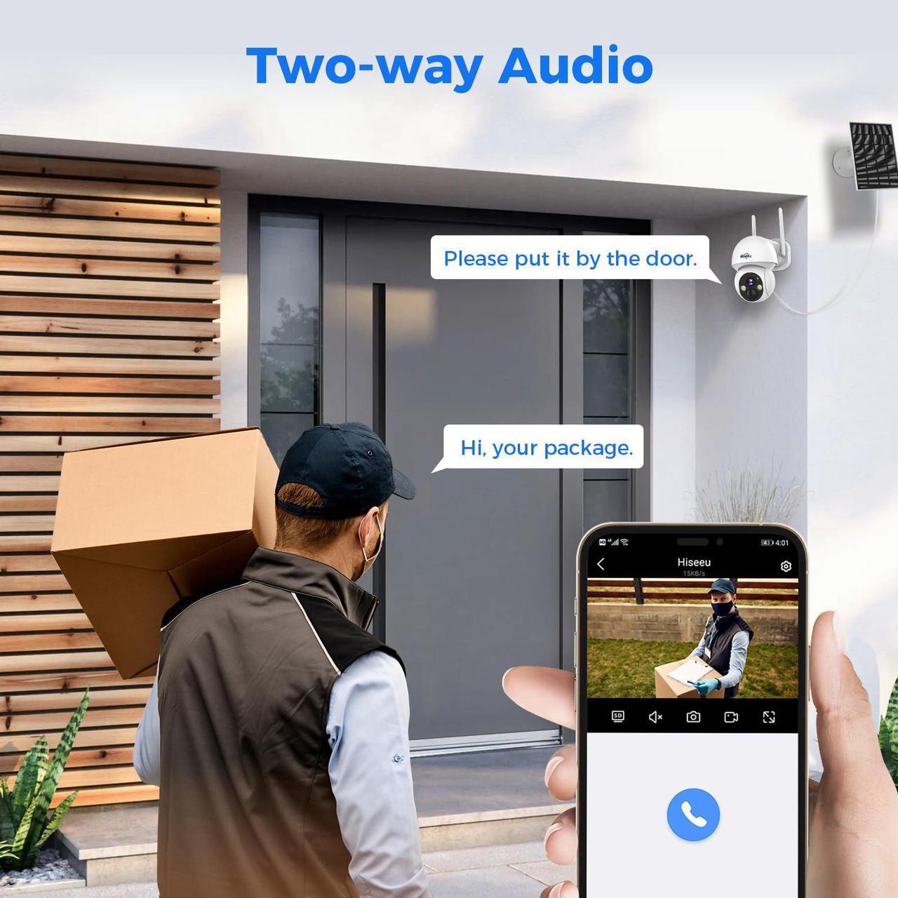Alt view image 5 of 6 - Hiseeu Wireless Solar Camera System Outdoor, 4PCS 4MP Home Battery Camera with 1T HDD, PTZ 360° View, PIR Motion Detection, Color Night Vision, IP66, 2-Way Audio, 2.4G WiFi