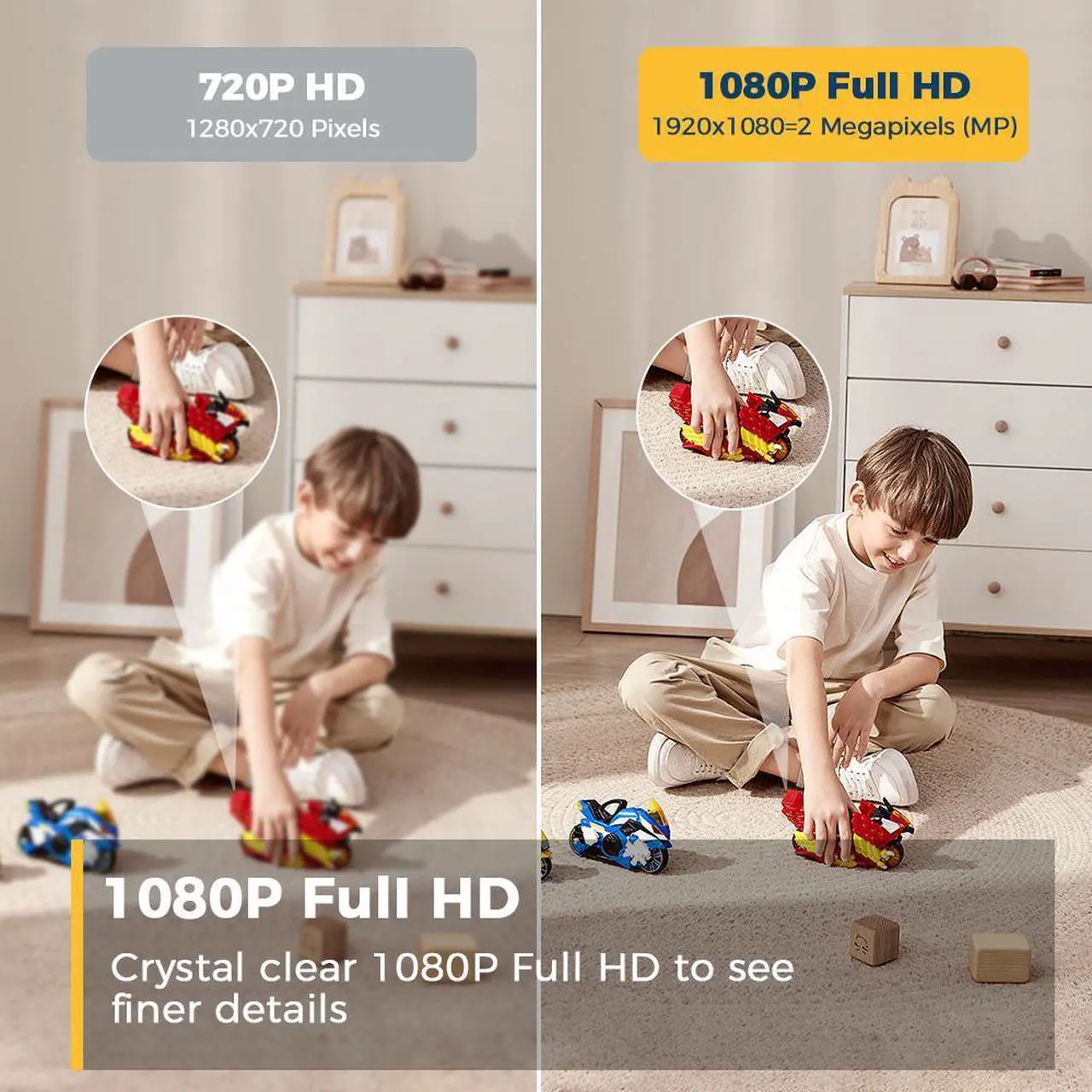 Alt view image 2 of 7 - Hiseeu Mini Indoor 1080p Wi-Fi Security Camera Motion Detection With 64G SD Card,Day & Night Vision,Two-Way Audio