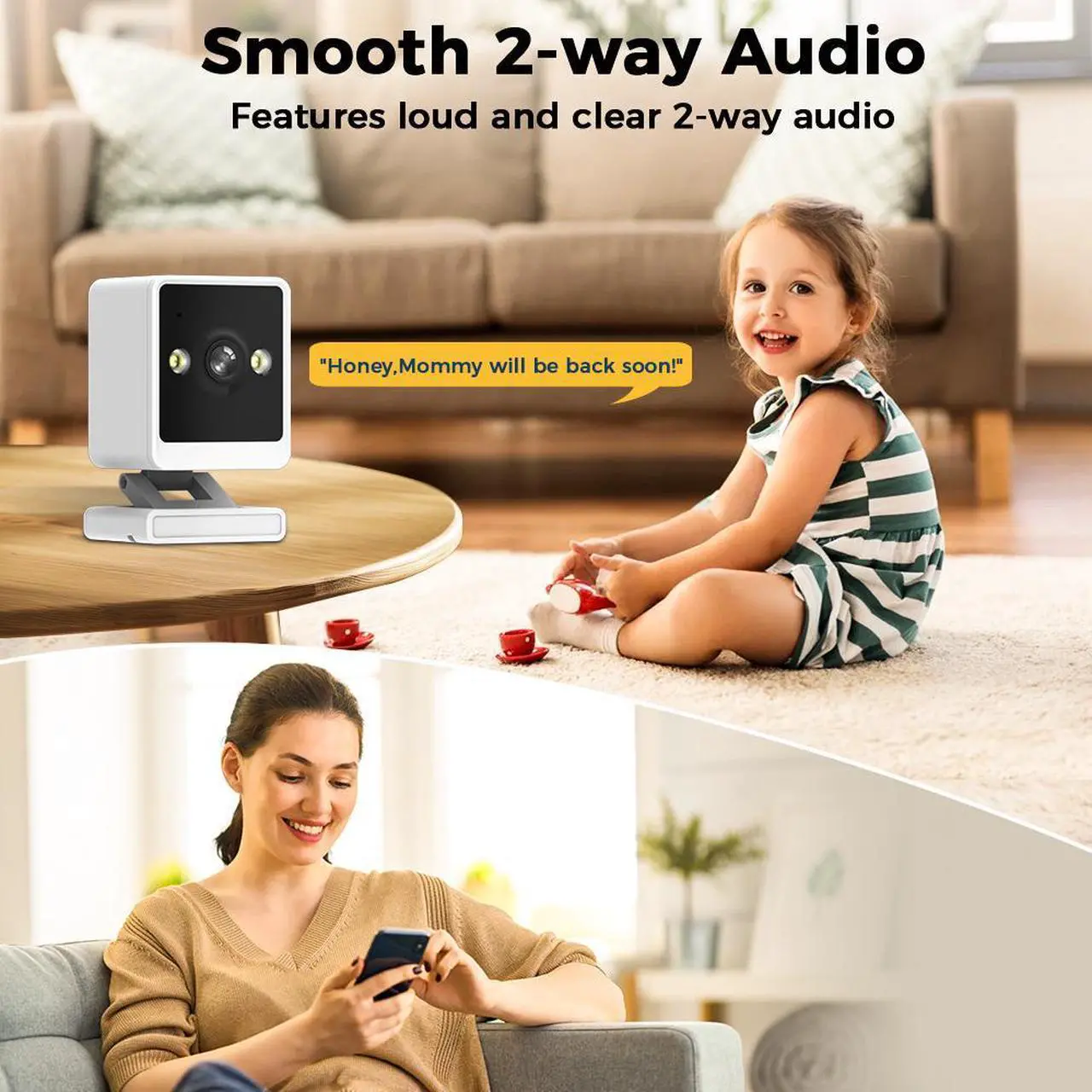 Alt view image 5 of 7 - Hiseeu Mini Indoor 1080p Wi-Fi Security Camera Motion Detection With 64G SD Card,Day & Night Vision,Two-Way Audio