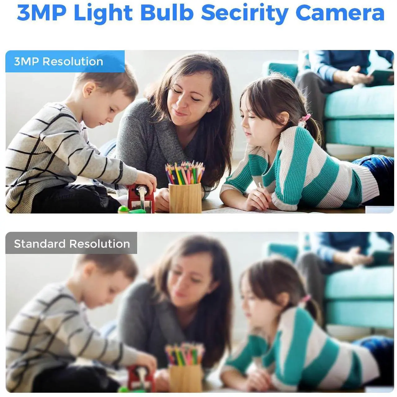 Alt view image 2 of 6 - Hiseeu 3MP Full-Color Night Vision Camera] Hiseeu 3MP Full-Color Night Vision Light Bulb Security Camera, PTZ Technology, Wireless WiFi with 2.4GHz & 5GHz, Audio and Motion Alerts, Indoor Use,