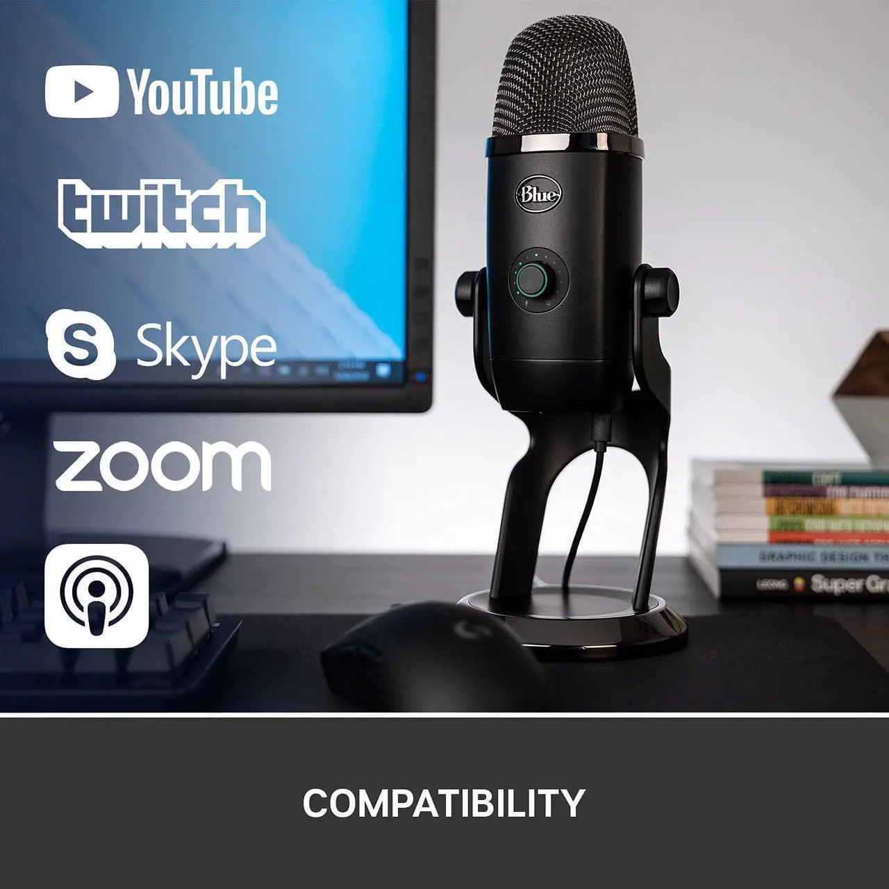 Alt view image 6 of 7 - Logitech for Creators Blue Yeti X USB Microphone for PC, Podcast, Gaming, Streaming, Studio, Computer Mic - Blackout