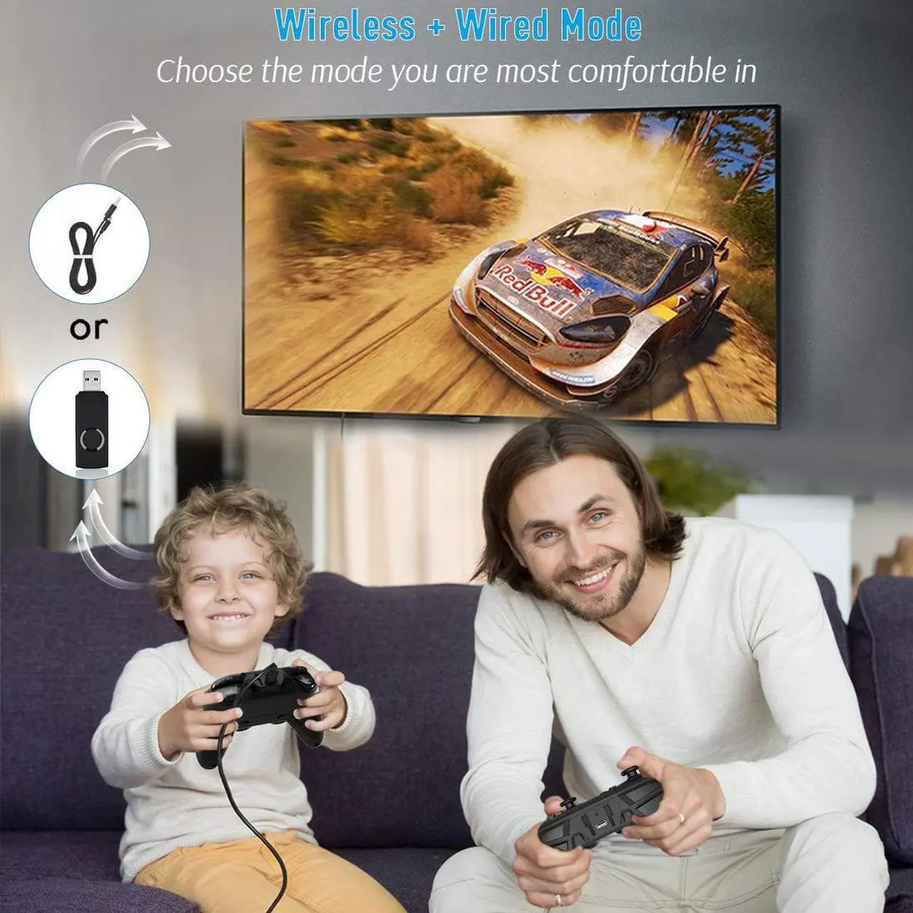 Alt view image 6 of 7 - Wireless Gaming Controller, Dual-Vibration Joystick Gamepad Computer Game Controller for PC Windows 7/8/10/11, PS3, Switch- Black