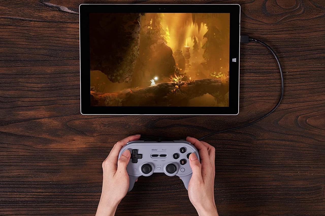 Alt view image 6 of 7 - 8BitDo Pro 2 Wired Controller for Switch, Windows, Steam Deck & Raspberry Pi (Gray Edition)