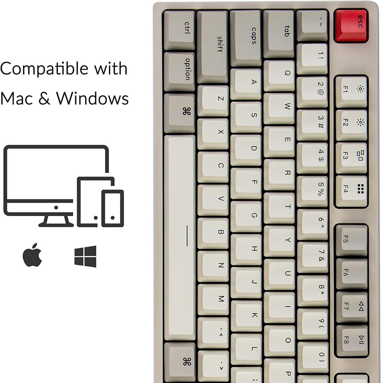 Alt view image 2 of 6 - C2 Full Size Hot-swappable Wired Mechanical Keyboard Compatible with Mac, Keychron Blue Switch, 104 Keys ABS Retro Color Keycaps Gaming Keyboard for Windows, USB-C Type-C Braid Cable