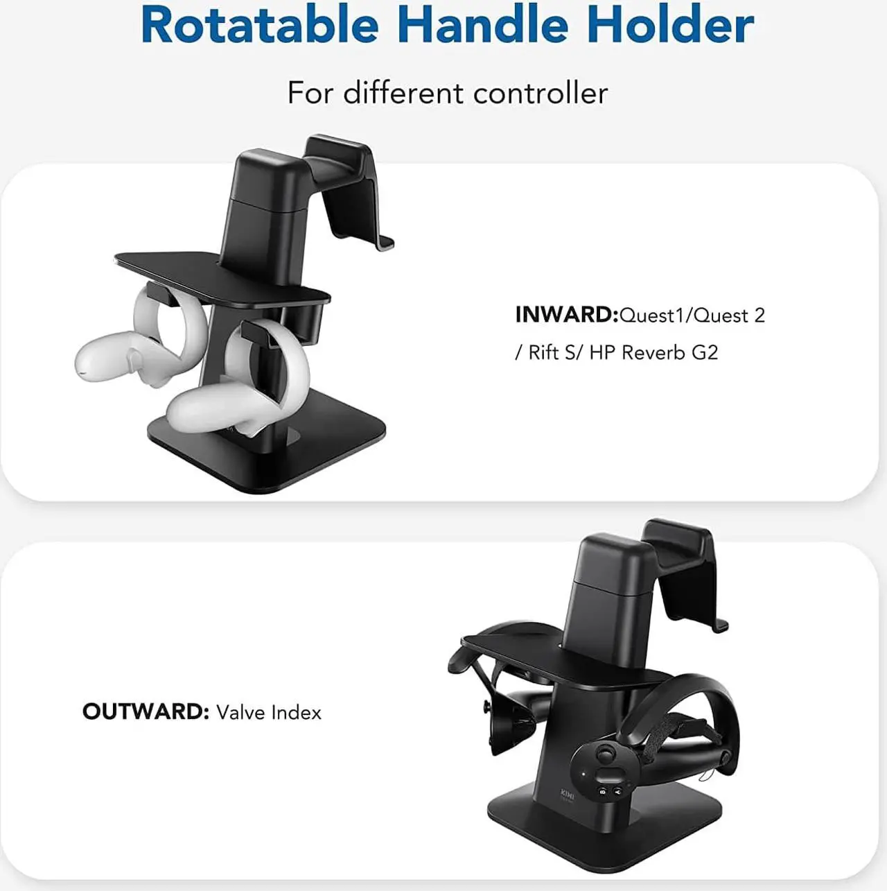 Alt view image 5 of 7 - KIWI design VR Stand Accessories Compatible with Quest 2/Rift S/Valve Index/HP Reverb G2/Quest/PSVR 2/ Pico 4 VR Headset and Touch Controllers (Black)