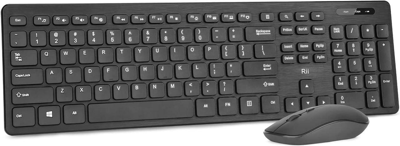 Main image of Wireless Keyboard and Mouse Combo - Rii Standard Office Wireless Keyboard and Mouse for Windows/Android TV Box/Raspberry Pi/PC/Laptop/PS3/4 (1PACK)