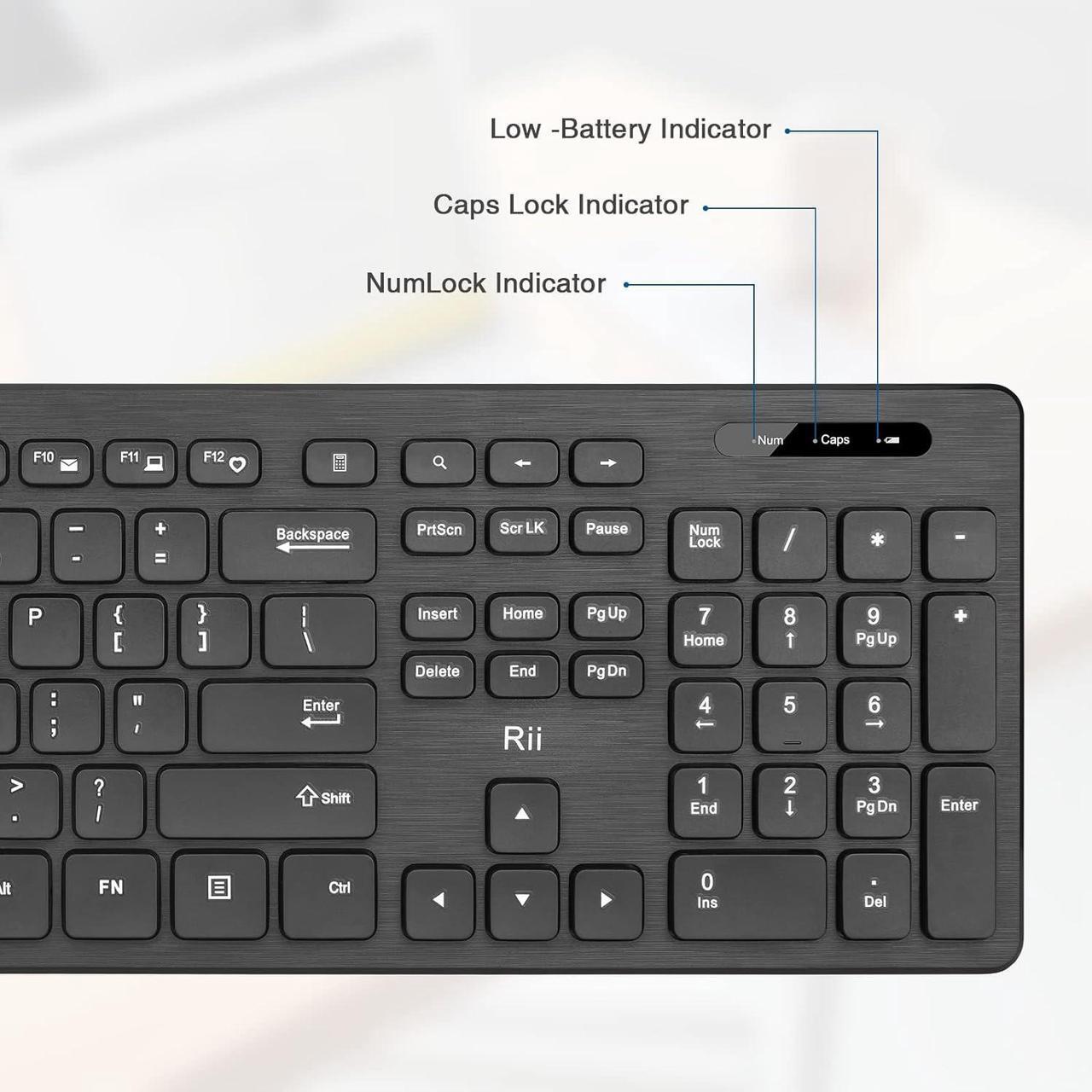Alt view image 3 of 7 - Wireless Keyboard and Mouse Combo - Rii Standard Office Wireless Keyboard and Mouse for Windows/Android TV Box/Raspberry Pi/PC/Laptop/PS3/4 (1PACK)
