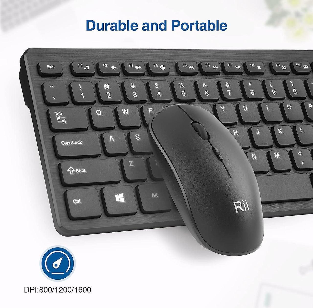 Alt view image 4 of 7 - Wireless Keyboard and Mouse Combo - Rii Standard Office Wireless Keyboard and Mouse for Windows/Android TV Box/Raspberry Pi/PC/Laptop/PS3/4 (1PACK)