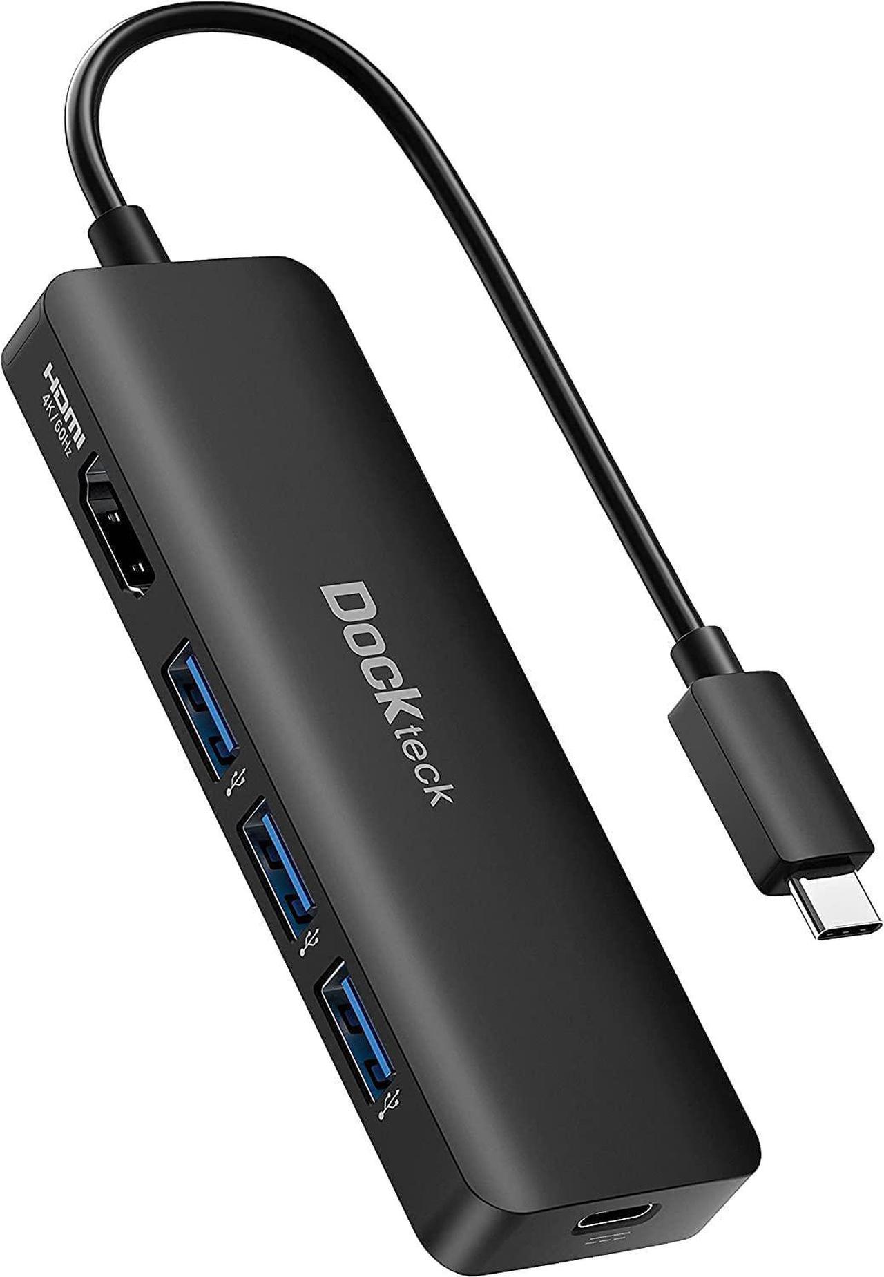 USB C HUB 4K 60Hz, Dockteck USB-C Multiport Adapter 5-in-1 with 4K HDMI, 100W Power Delivery, 3 USB 3.0 Data Port for MacBook Air/Pro M1 2020, iPad Pro 2021, iPad Air 2020, Surface Pro and More