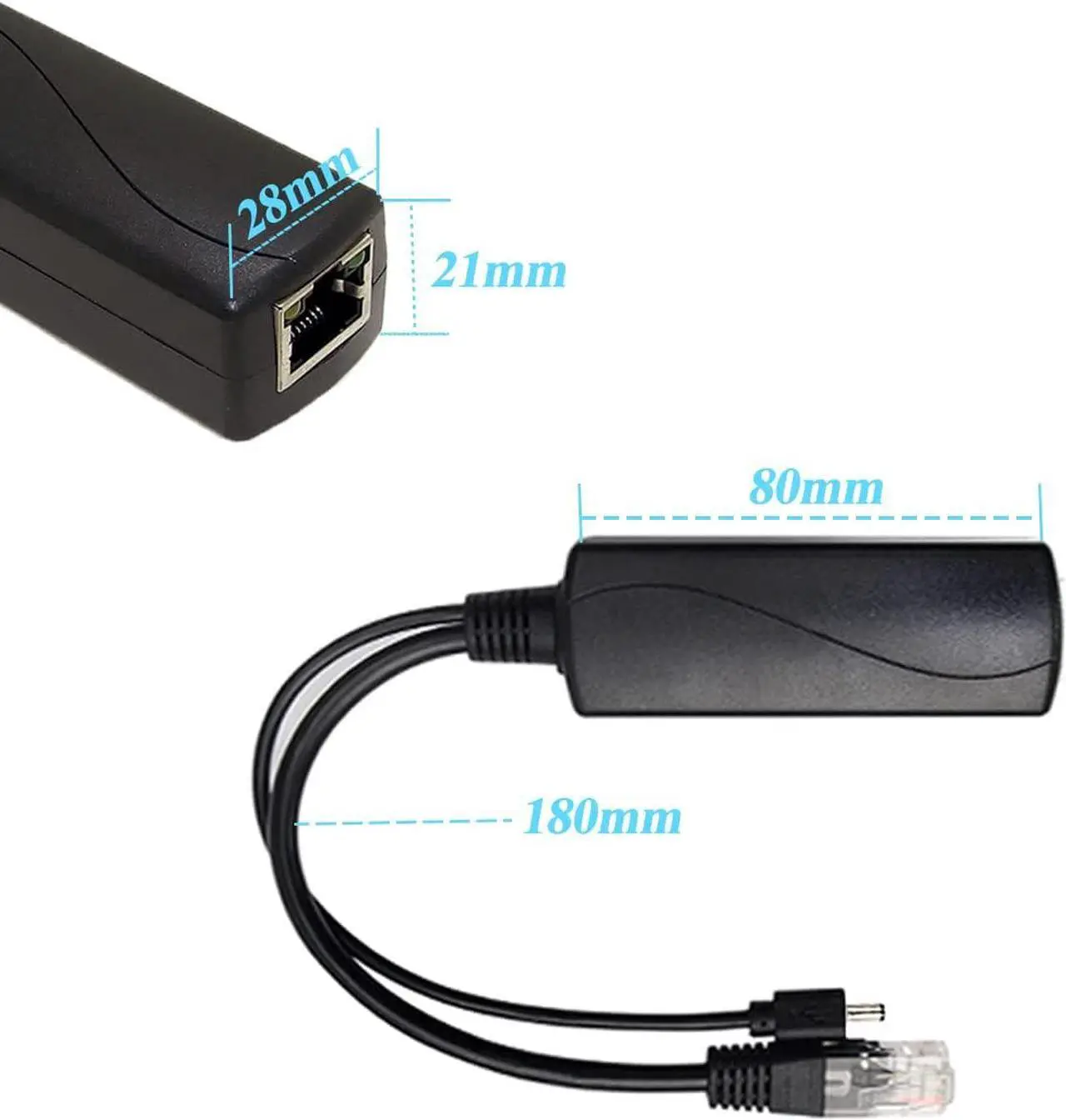 Alt view image 5 of 6 - Gigabit PoE Splitter 12V 2A Output with IEEE 802.3af/at Standard Compliant 10,100,1000Mbps Power Over Ethernet Splitter Adapter for Security Camera CCTV Surveillance 5.5x2.1mm DC Plug Cable(PS5712TG)