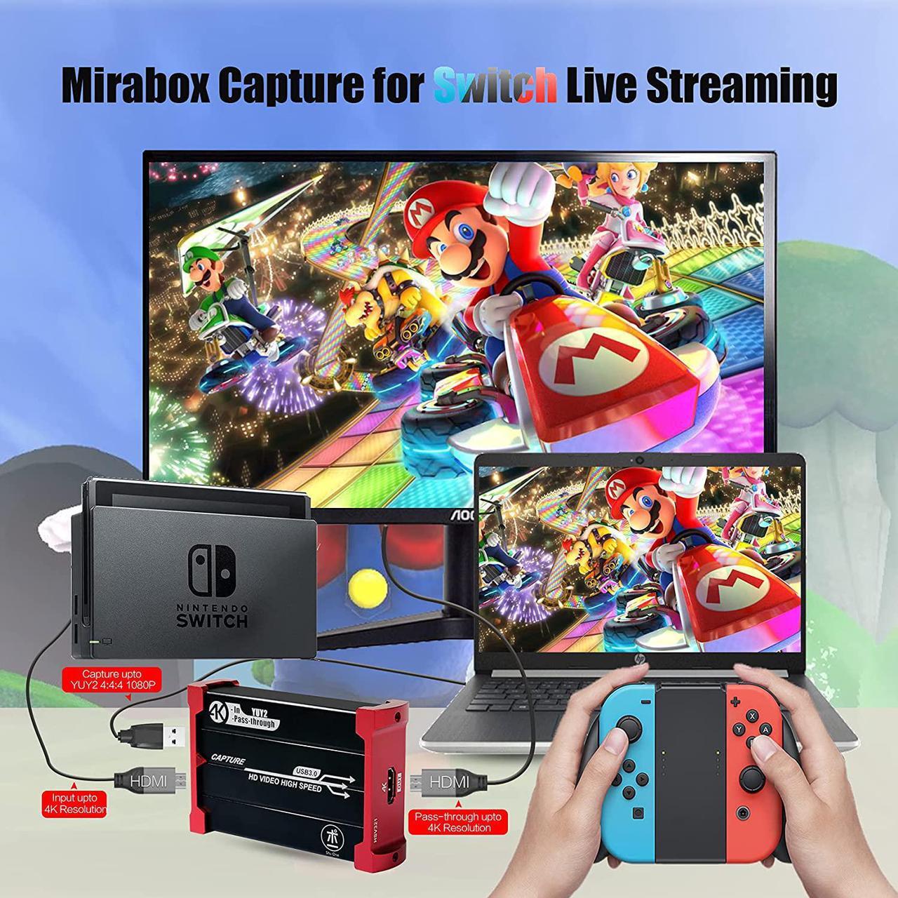 Alt view image 5 of 7 - Mirabox Capture Card for Nintendo Switch,USB3.0 1080P 60FPS Video Audio Capture Card,Support 4K@30Hz Input and Passthrough for PS4 PS5 DSLR Xbox Streaming and Recording by OBS