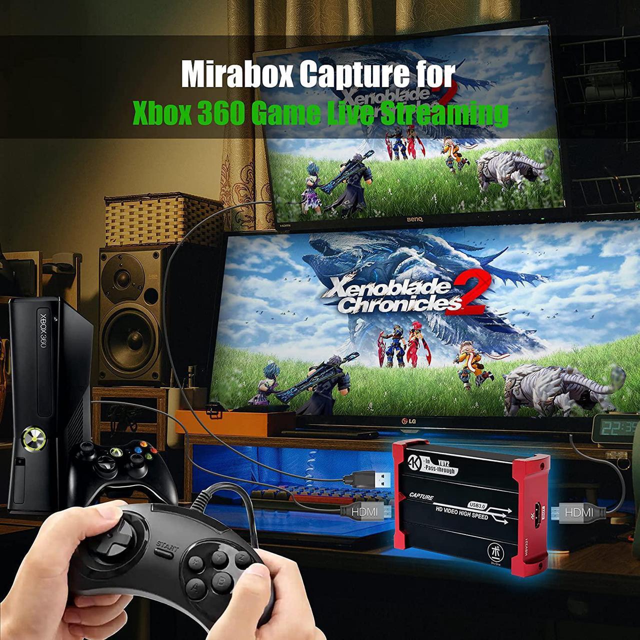 Alt view image 4 of 7 - Mirabox Capture Card for Nintendo Switch,USB3.0 1080P 60FPS Video Audio Capture Card,Support 4K@30Hz Input and Passthrough for PS4 PS5 DSLR Xbox Streaming and Recording by OBS