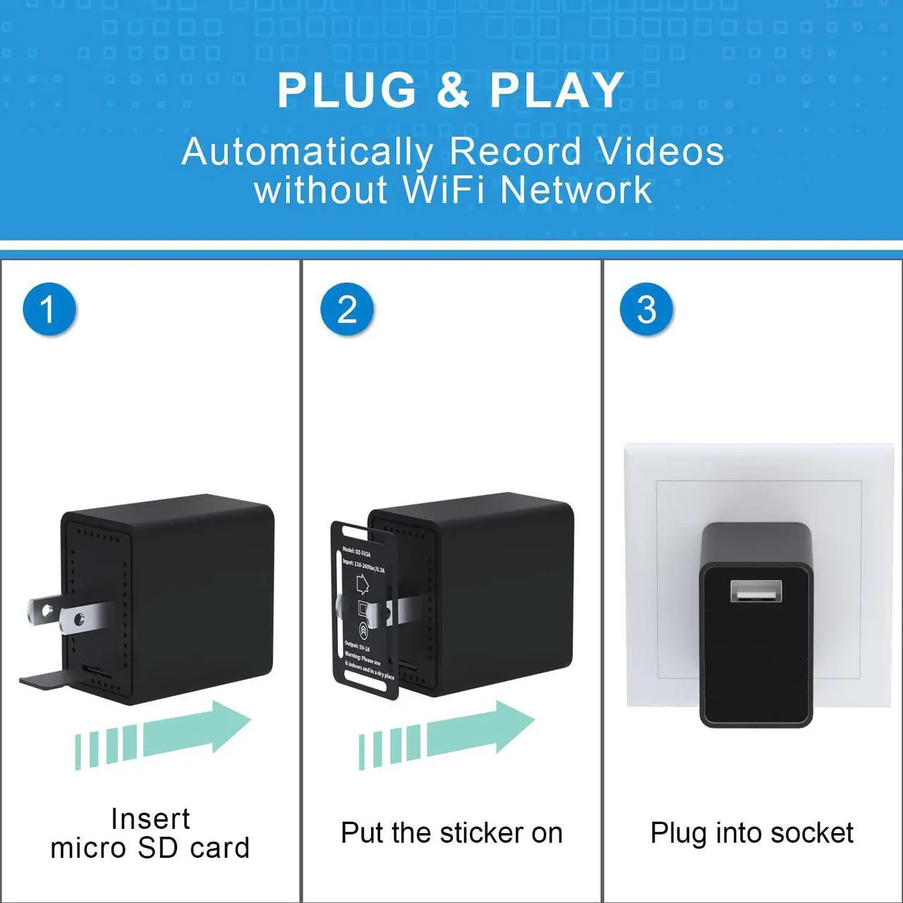 Alt view image 6 of 7 - GooSpy Hidden Camera Charger - Mini WiFi Spy Camera - Full HD 1080P - 140 Degree Wide Angle - Small Indoor Nanny Cam - Tiny USB Charger Cameras