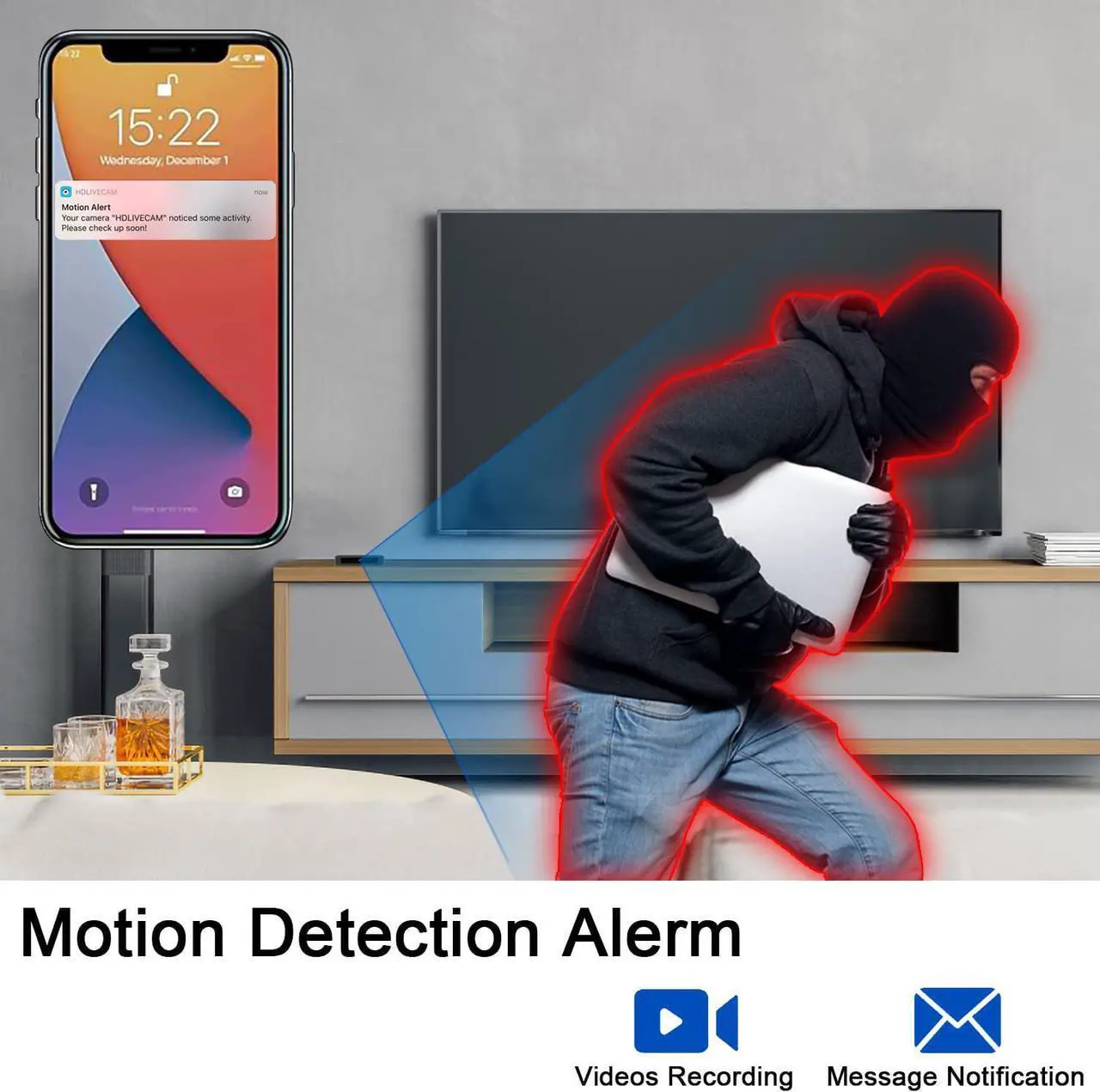 Alt view image 5 of 7 - Spy Camera Wi-Fi Hidden Camera, 10000 mAh Large Capacity Portable Mini Spy Hidden Cam, 1080P Wireless Video Nanny Cameras with Phone App Motion Detection Night Vision Home Security