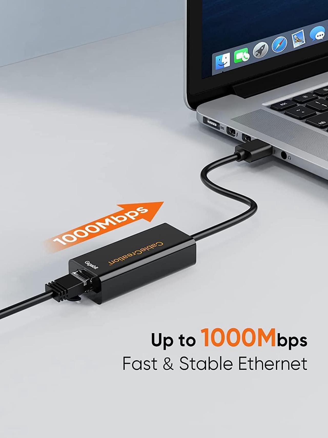 Alt view image 3 of 6 - USB to Ethernet Adapter, CableCreation USB 3.0 to 10/100/1000 Gigabit Wired LAN Network Adapter Compatible with Nintendo Switch, Windows, MacBook, macOS, Mac Pro Mini, Surface Pro, Laptop, PC and More