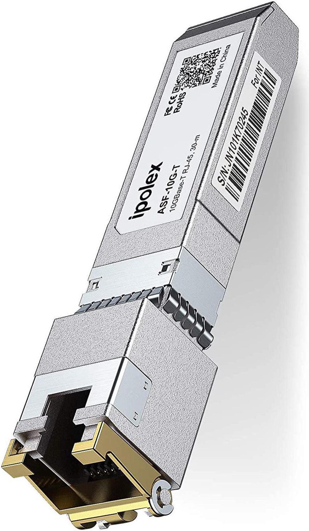 1.25/2.5/5/10G SFP+ RJ45 Copper Transceiver, 10GBase-T RJ-45 SFP+ Module, Compatible for  SFP-10G-T-S, Ubiquiti UniFi UF-RJ45-10G, Mikrotik, Fortinet, Netgear, TP-Link (CAT.6a/CAT7, 30m), Ipolex