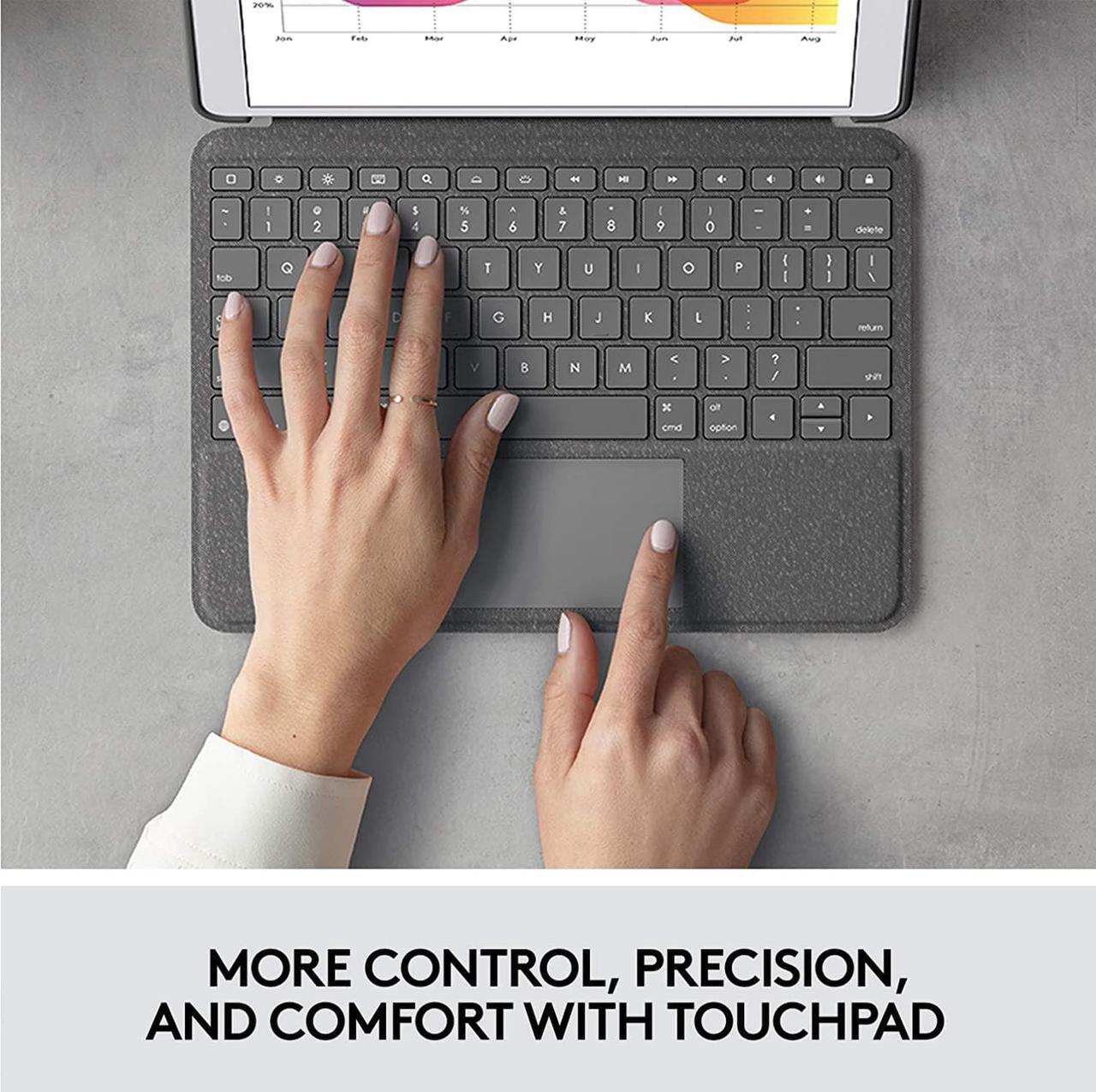 Alt view image 2 of 7 - Combo Touch for iPad (7th, 8th and 9th generation) keyboard case with trackpad, wireless keyboard, Smart Connector technology - Graphite