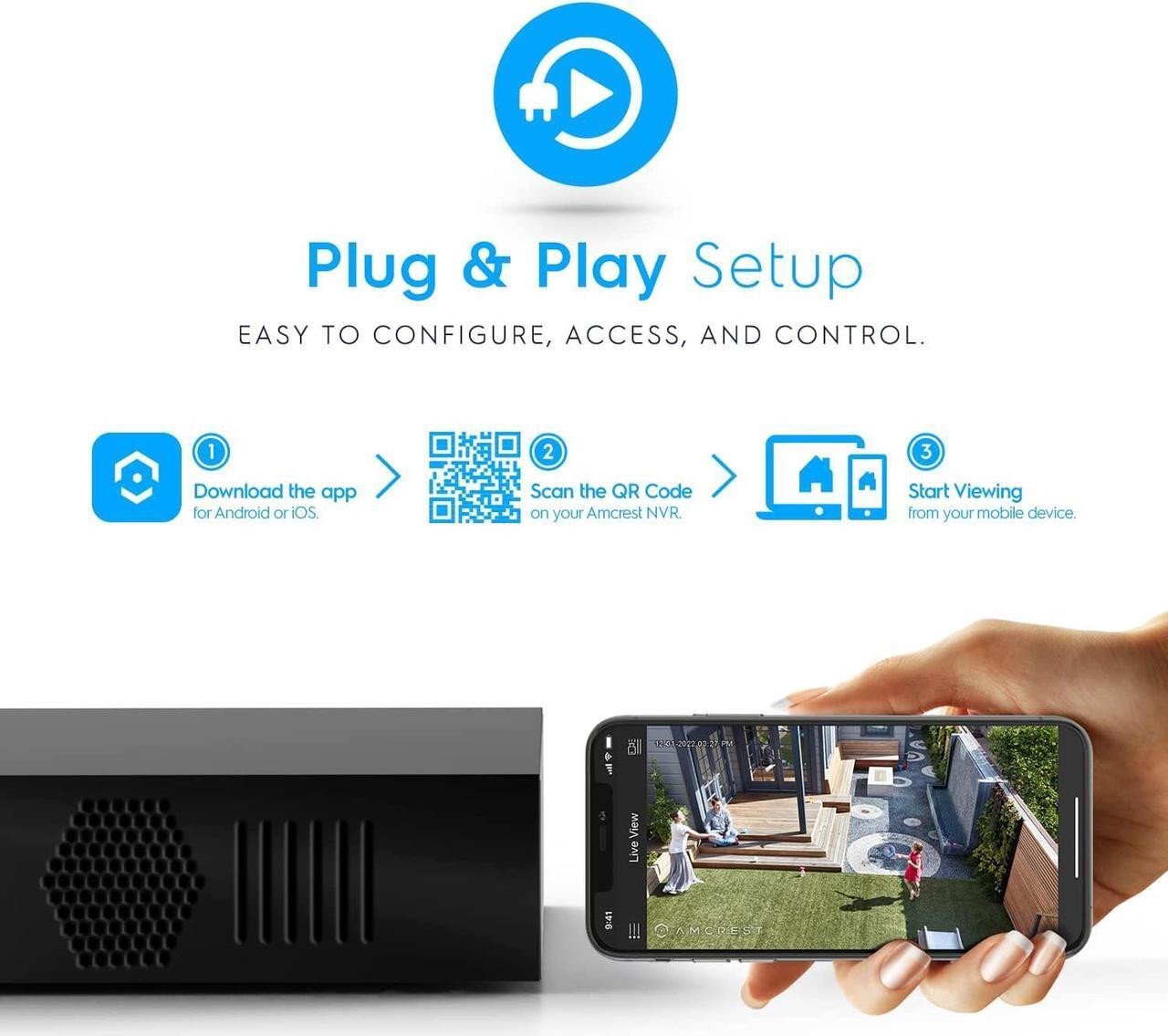 Alt view image 4 of 7 - Amcrest NV4108-A2 4K 8CH NVR (1080p/3MP/4MP/5MP/8MP) POE Network Video Recorder - Supports up to 8 x 8MP/4K IP Cameras, 8-Channel, Supports up to 10TB Hard Drive (No Built-in WiFi)