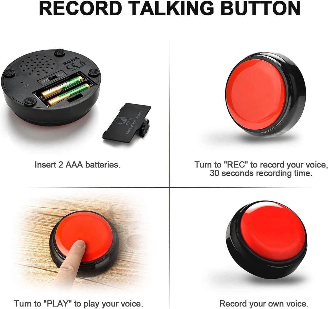 Alt view image 3 of 6 - Recordable Easy Button Sound Button Voice Recording Talking Button 30 Second Custom Recordable Talking Button for Dogs to Communicate Answer Buzzer