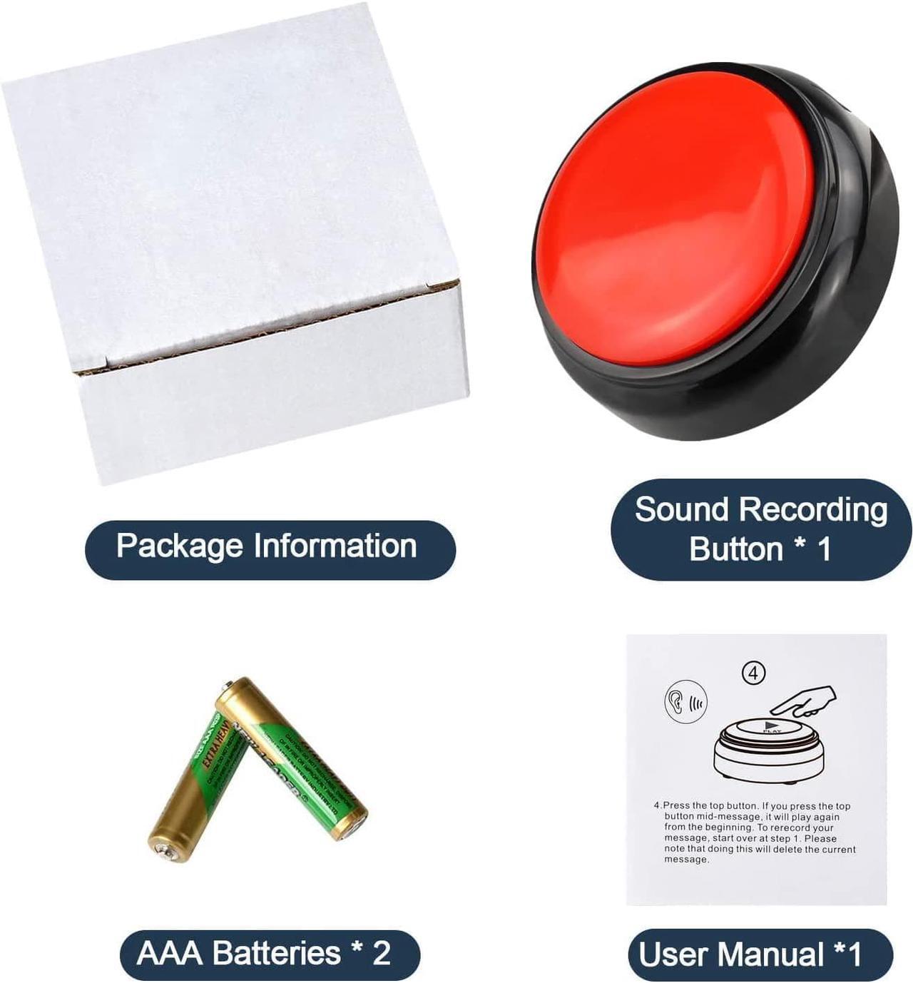 Alt view image 6 of 6 - Recordable Easy Button Sound Button Voice Recording Talking Button 30 Second Custom Recordable Talking Button for Dogs to Communicate Answer Buzzer