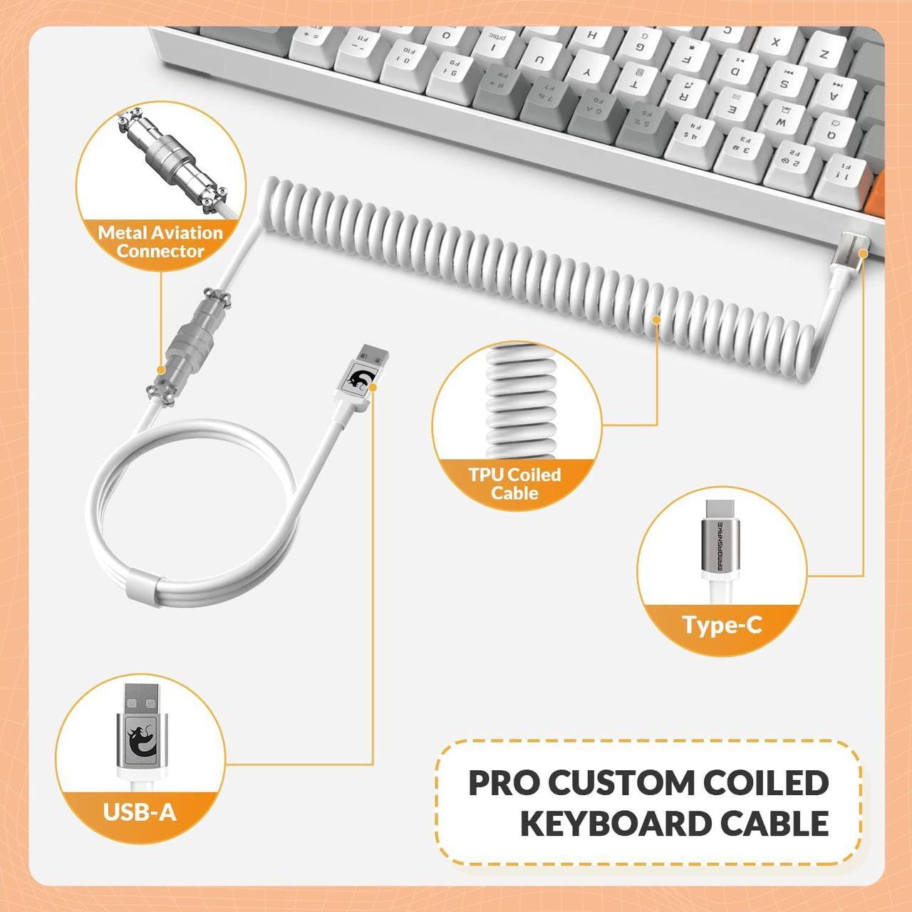 Alt view image 6 of 7 - ZIYOU LANG RK-T8 Wired 65% Mechanical Gaming Keyboard with RGB LED Backlit Anti-ghosting TKL Mini 68 Key Custom Coiled C to A Cable Linear Red Switch for PS4 PS5 Xbox PC Mac Gamer(Gray/White/Orange)