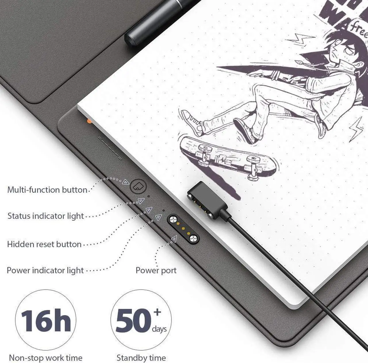 Alt view image 6 of 7 - Paper Tablet XP-PEN Note Plus Note-Taking Tablets, Smart Notepad, Digitizing Tablet for Business, Academic and Art Creation, Compatible with General A5 Size Notebook