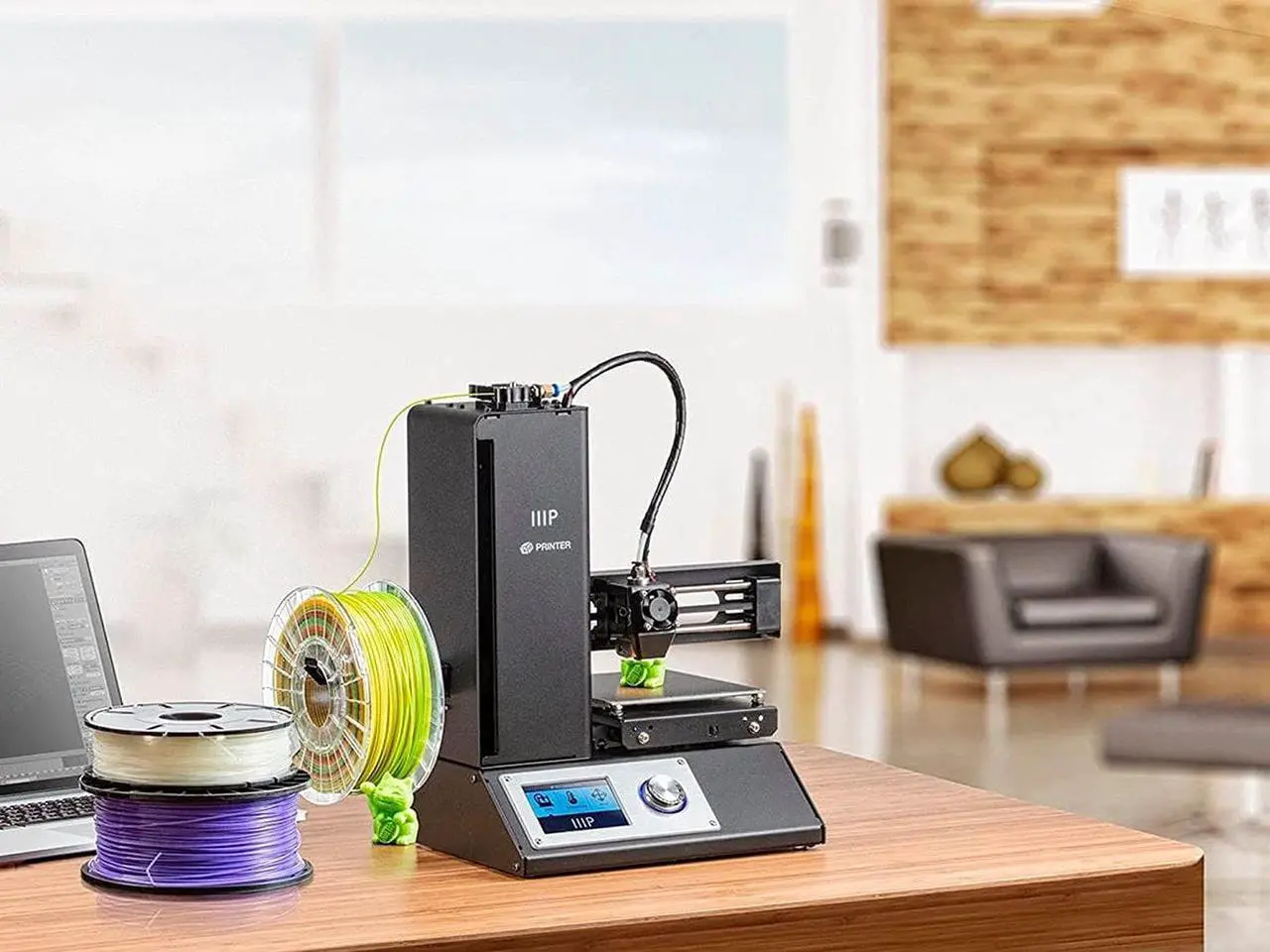 Alt view image 7 of 7 - Monoprice 121711 Select Mini 3D Printer V2 - Black With Heated (120 x 120 x 120 mm) Build Plate, Fully Assembled + Free Sample PLA Filament And MicroSD Card Preloaded With Printable 3D Models