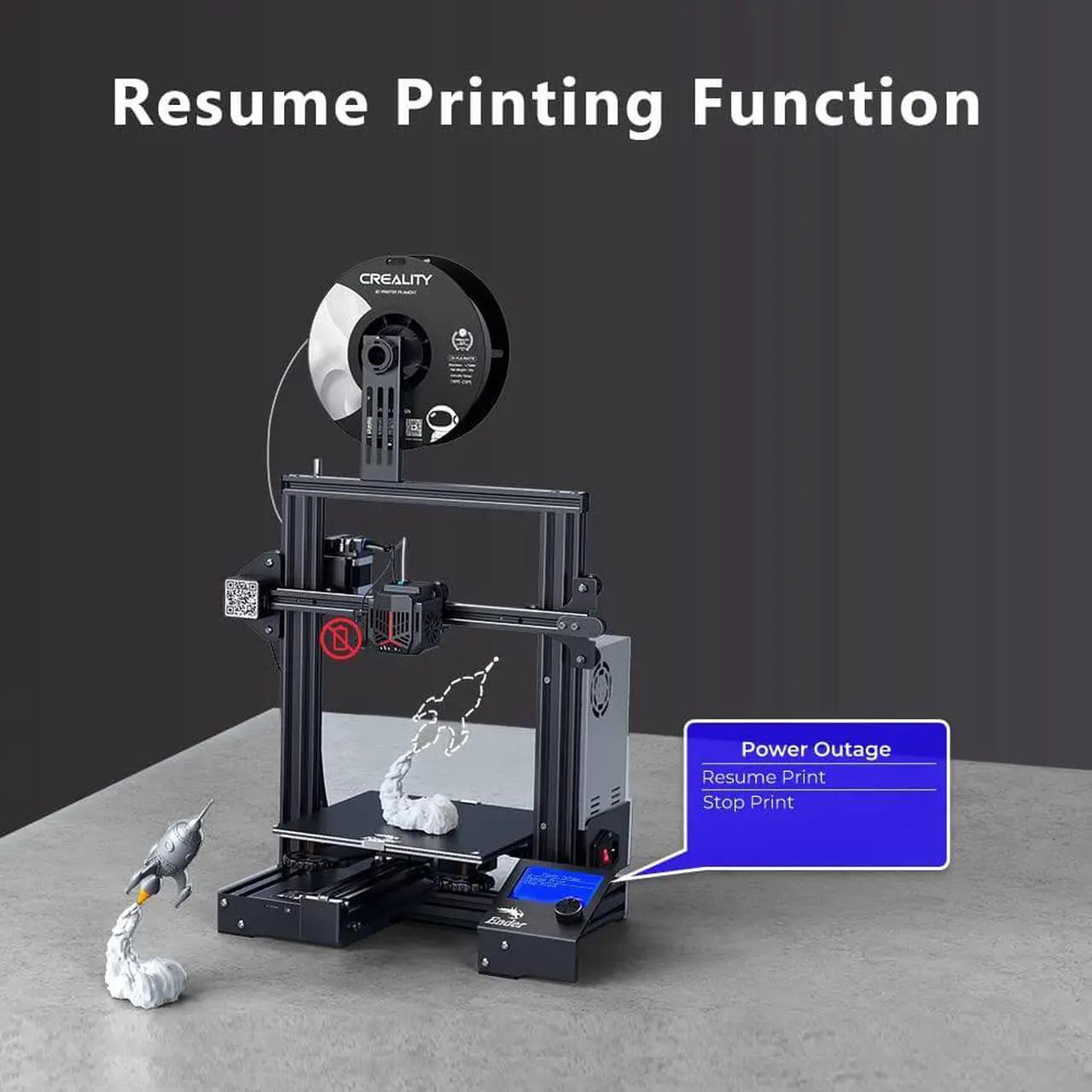 Alt view image 7 of 7 - Official Creality Ender 3 Neo 3D Printer with CR Touch Auto Bed Leveling Kit Full-Metal Extruder Carborundum Glass Printing Platform with Resume Printing Function Silent Mainboard 8.66x8.66x9.84 inch