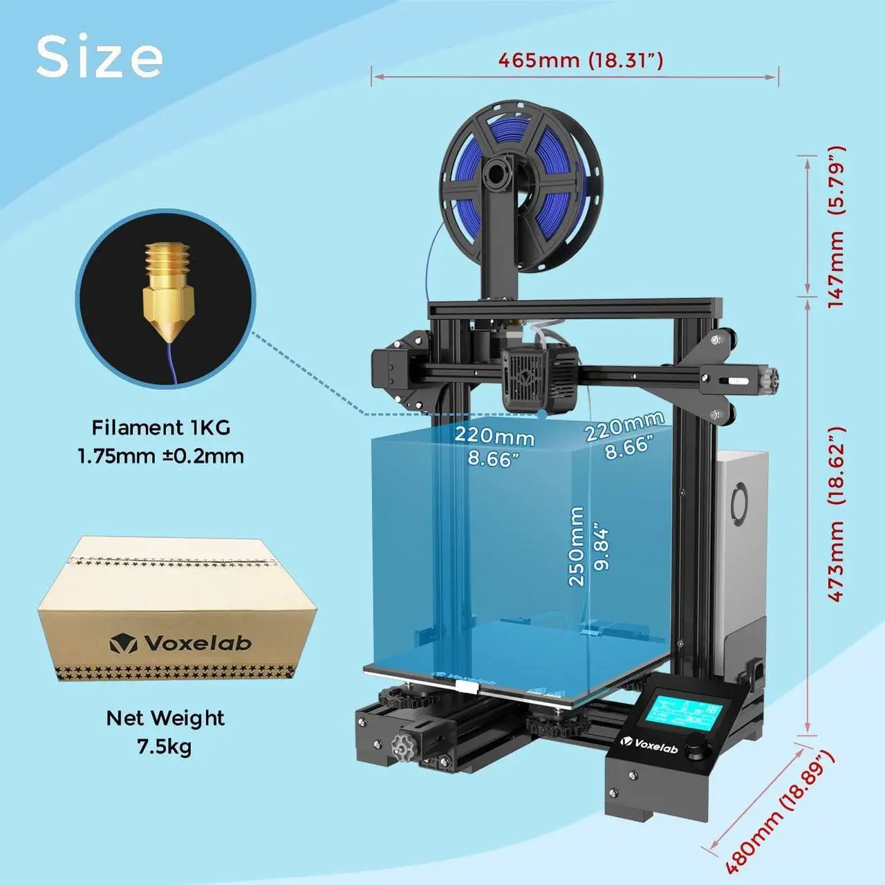 Alt view image 2 of 2 - Voxelab Aquila C2 FDM 3D Printer, Stable Independent Power Supply, Removable Glass Heated Bed, Resume Printing, Auto Filament Feeding, DIY 3D Machine Kit 220x220x250mm