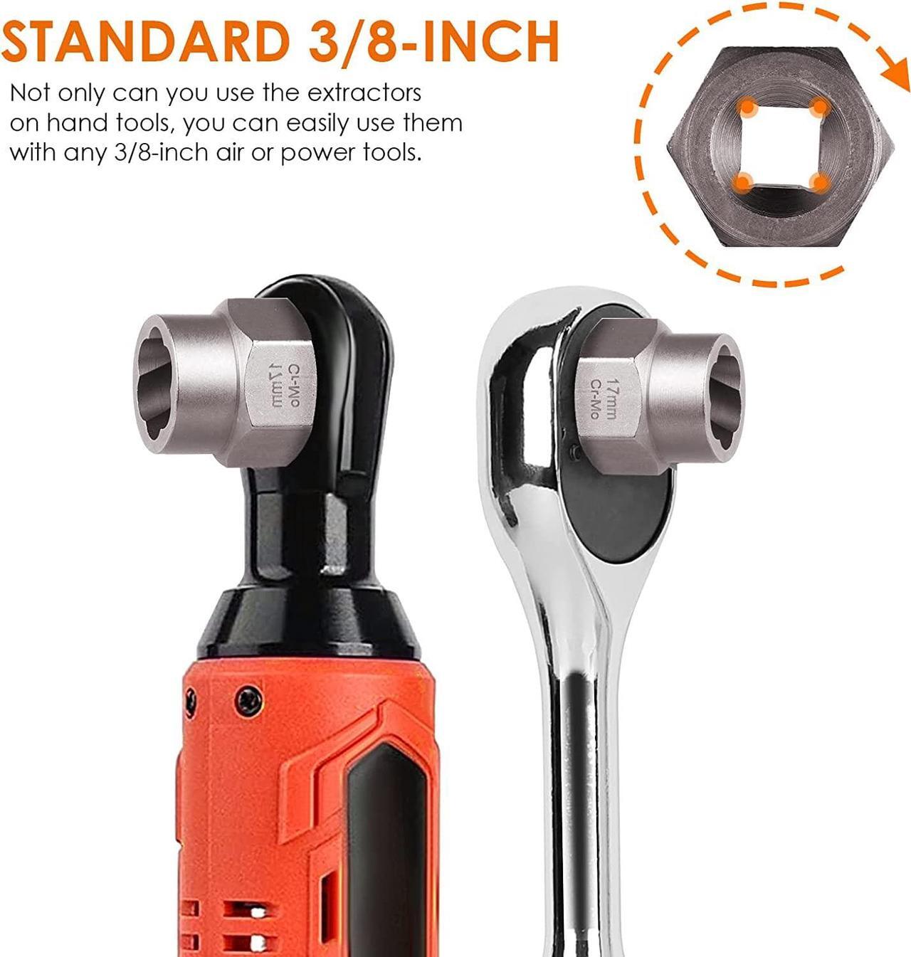 Alt view image 4 of 7 - THINKWORK Bolt Extractor Set, 13+1 Pieces Impact & Nut Remover Stripped Lug Remover, Extraction Socket Set for Removing Damaged, Frozen, Rusted, Rounded-Off Bolts, Nuts Screws