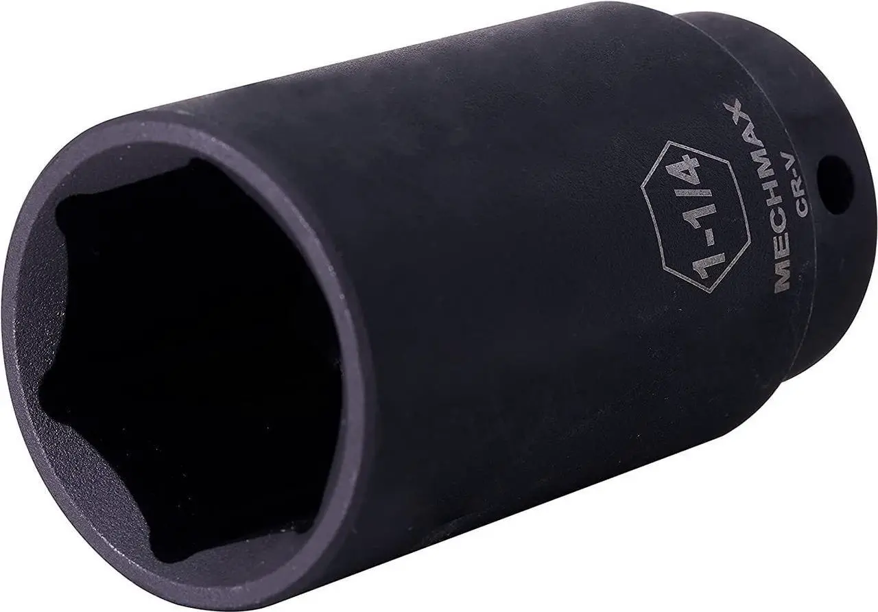 Alt view image 4 of 7 - Impact Socket Set 1/2 Inch Drive Deep SAE Sizes 14 Piece, 3/8-1-1/4 Inch 6 Point Chrome Vanadium Steel Black Phosphate Finish with Tool Box Storage Case