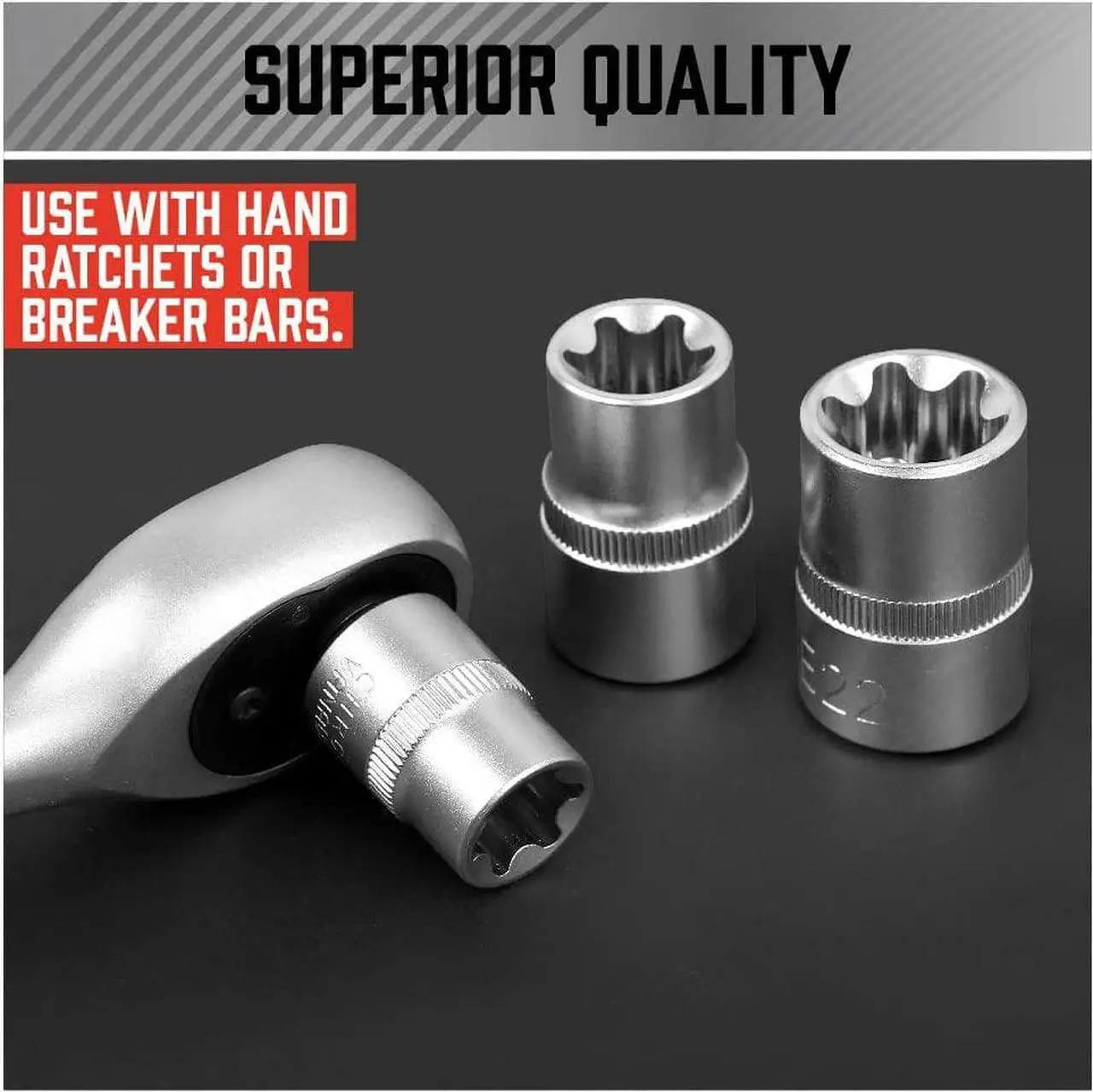 Alt view image 4 of 6 - SEDY 14-Piece E-TORX Socket Set - Premium Female Torx Socket Set, Ultimate Star Socket Set, Torque Socket Set, External Torx Socket Set, E4 E5 E6 E7 E8 E10 E11 E12 E14 E16 E18 E20 E22 E24 Socket Set