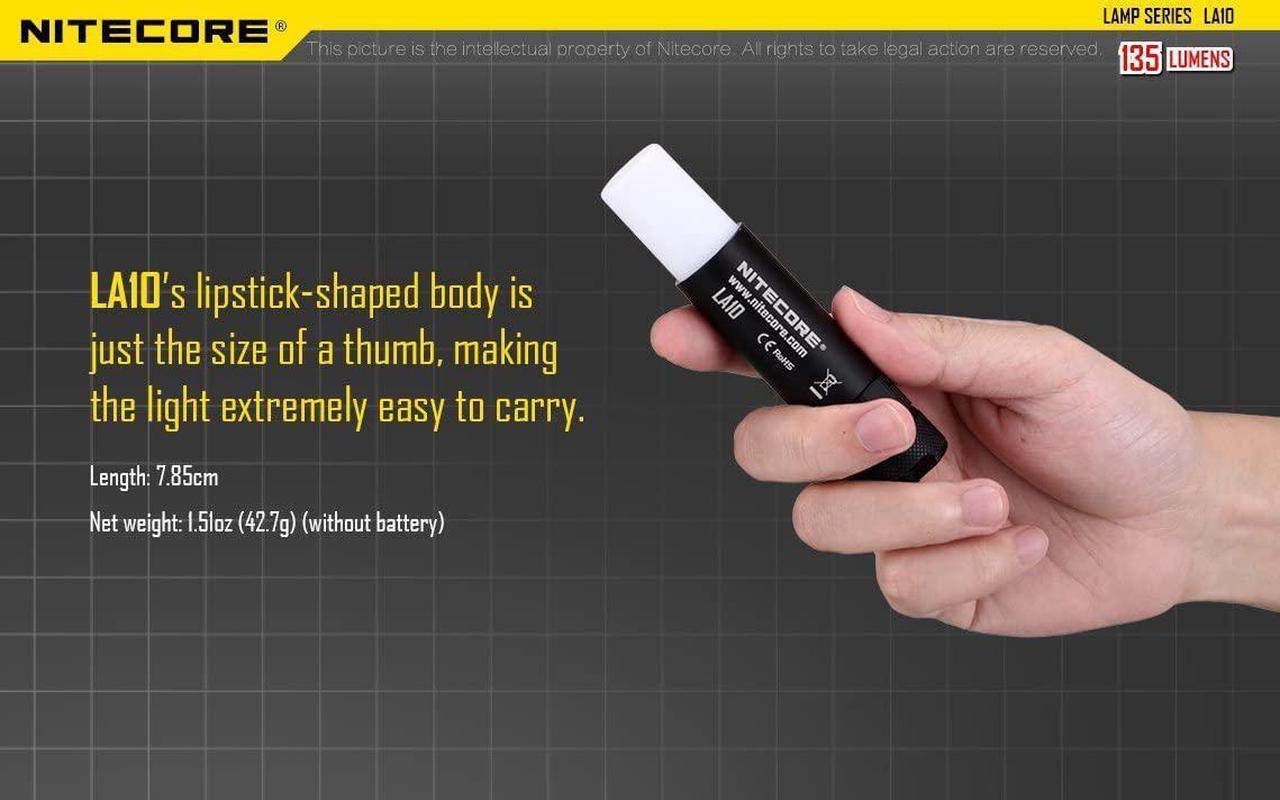 Alt view image 4 of 5 - Nitecore LA10 135 Lumen Mini LED Camping Lantern - Compact Lightweight Including AA Battery and LumenTac Battery Organizer