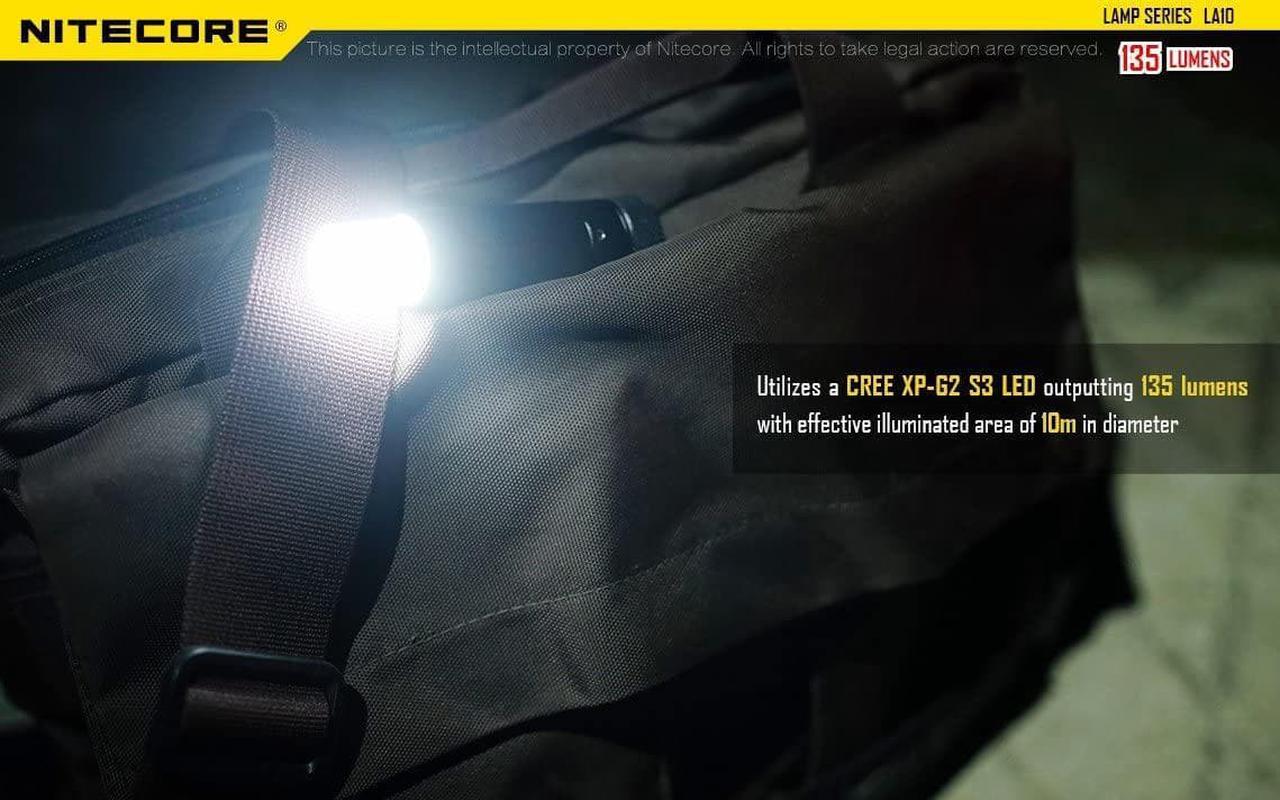 Alt view image 2 of 5 - Nitecore LA10 135 Lumen Mini LED Camping Lantern - Compact Lightweight Including AA Battery and LumenTac Battery Organizer