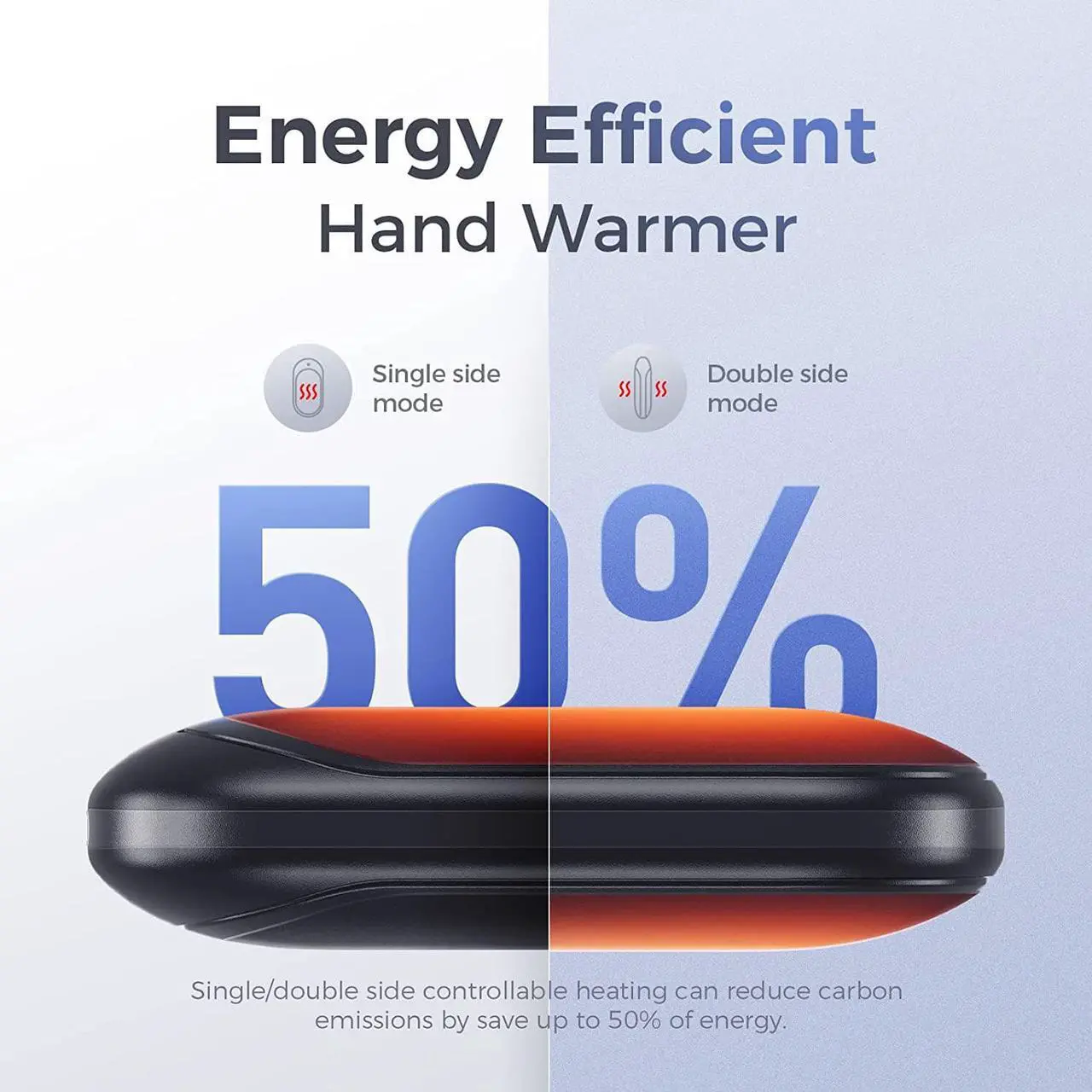 Alt view image 2 of 7 - OCOOPA Hand Warmer Rechargeable, Single/Double Side Heating, 5 Levels up to 10hrs Heat, 5200mAh Electric Portable Pocket Heater, Heat Therapy Great for Outdoors, Warm Gifts, 118D