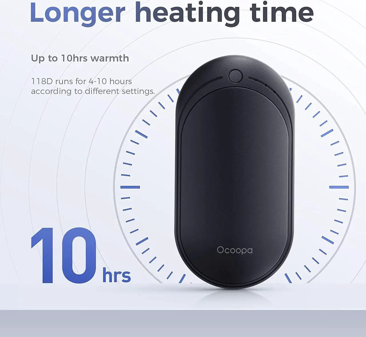 Alt view image 5 of 7 - OCOOPA Hand Warmer Rechargeable, Single/Double Side Heating, 5 Levels up to 10hrs Heat, 5200mAh Electric Portable Pocket Heater, Heat Therapy Great for Outdoors, Warm Gifts, 118D