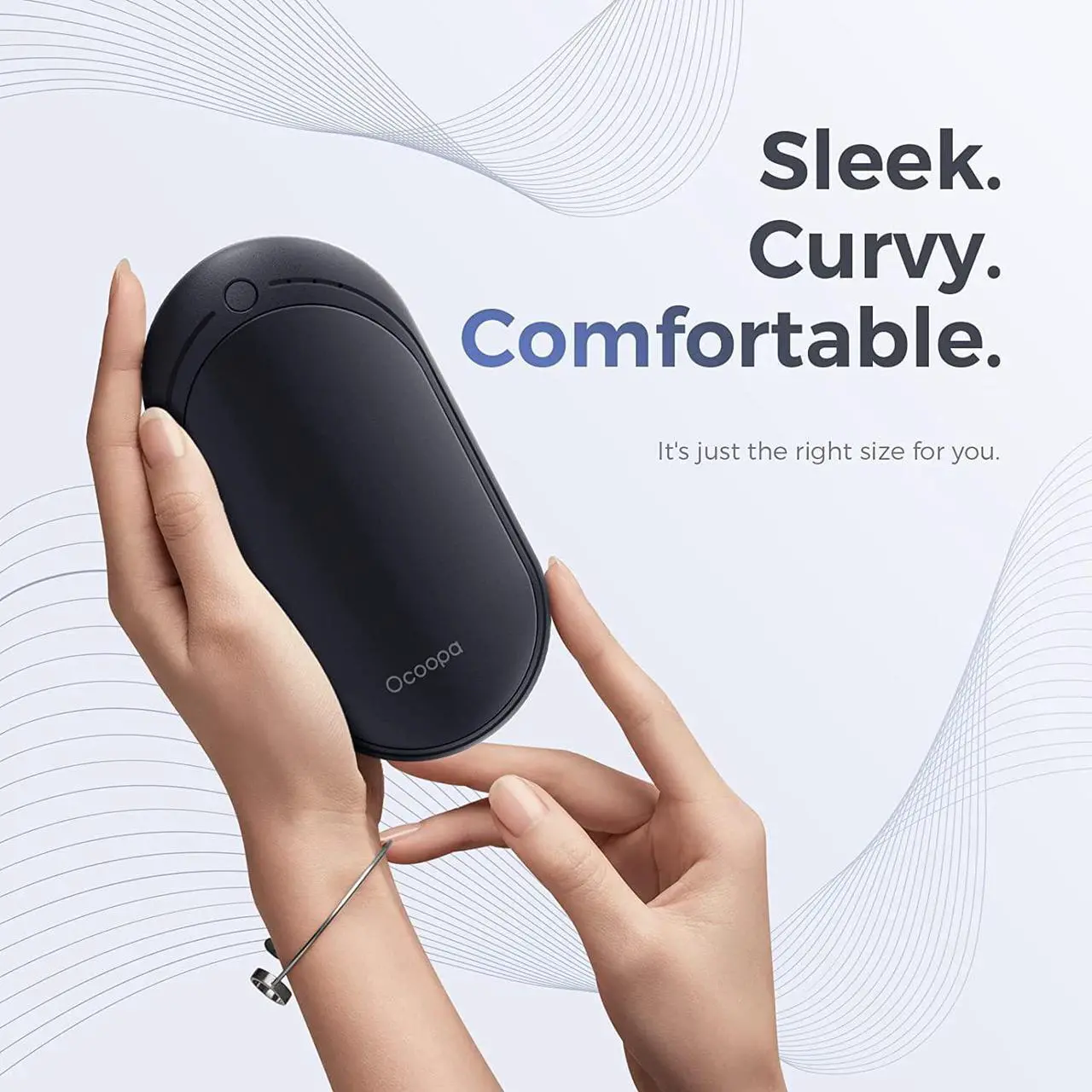 Alt view image 4 of 7 - OCOOPA Hand Warmer Rechargeable, Single/Double Side Heating, 5 Levels up to 10hrs Heat, 5200mAh Electric Portable Pocket Heater, Heat Therapy Great for Outdoors, Warm Gifts, 118D