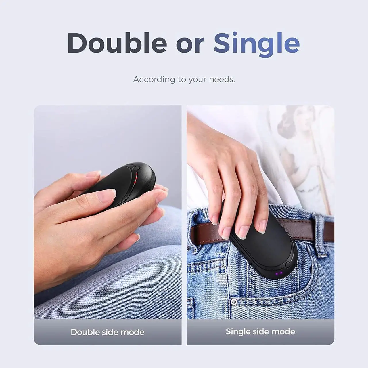 Alt view image 6 of 7 - OCOOPA Hand Warmer Rechargeable, Single/Double Side Heating, 5 Levels up to 10hrs Heat, 5200mAh Electric Portable Pocket Heater, Heat Therapy Great for Outdoors, Warm Gifts, 118D