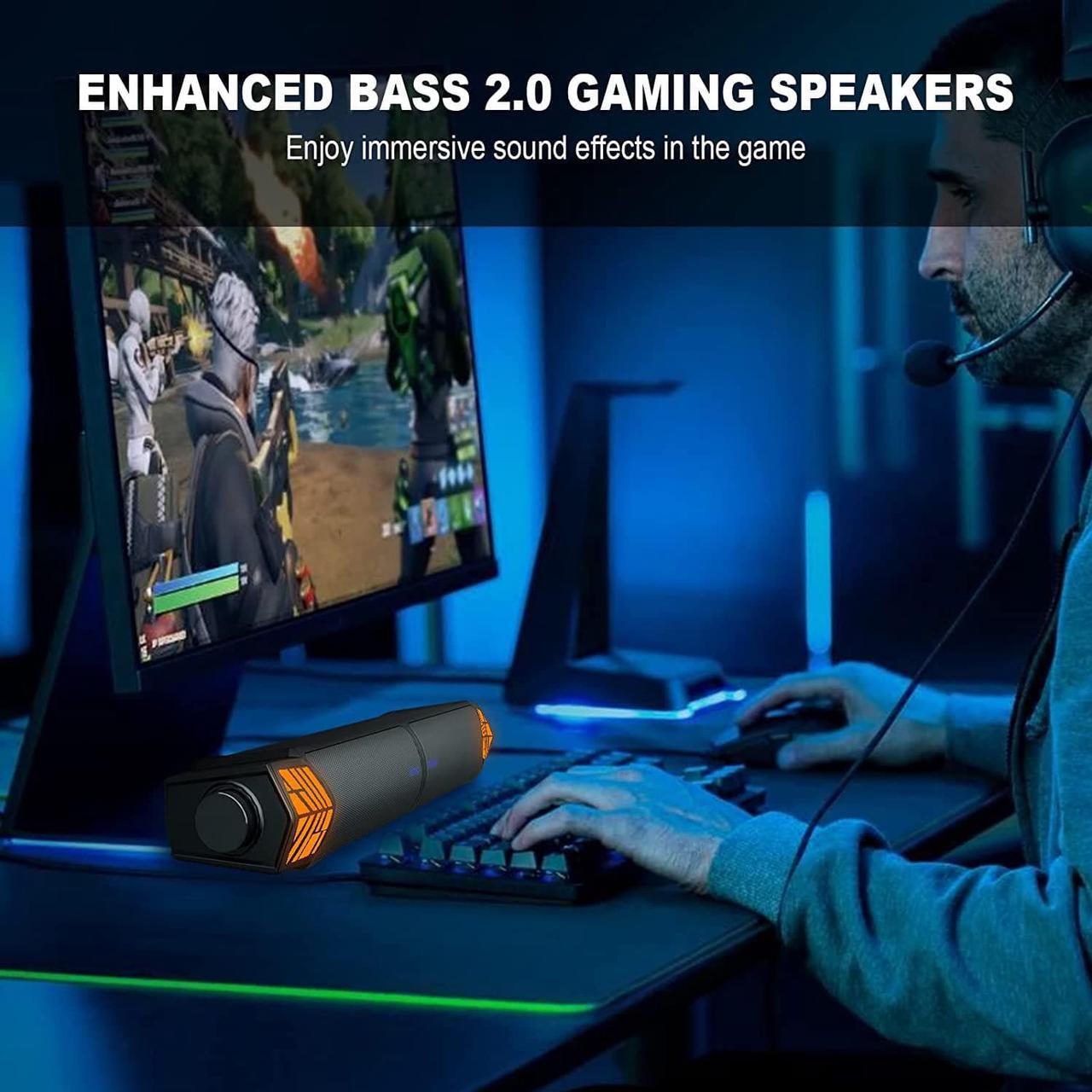 Alt view image 6 of 7 - Smalody Gaming Speakers for PC, Computer Speakers for Desktop Monitor with Bluetooth, 2 in 1 Gradual RGB Computer Speaker Soundbar, Wired USB Powered, Can Be Split and Combined Freely