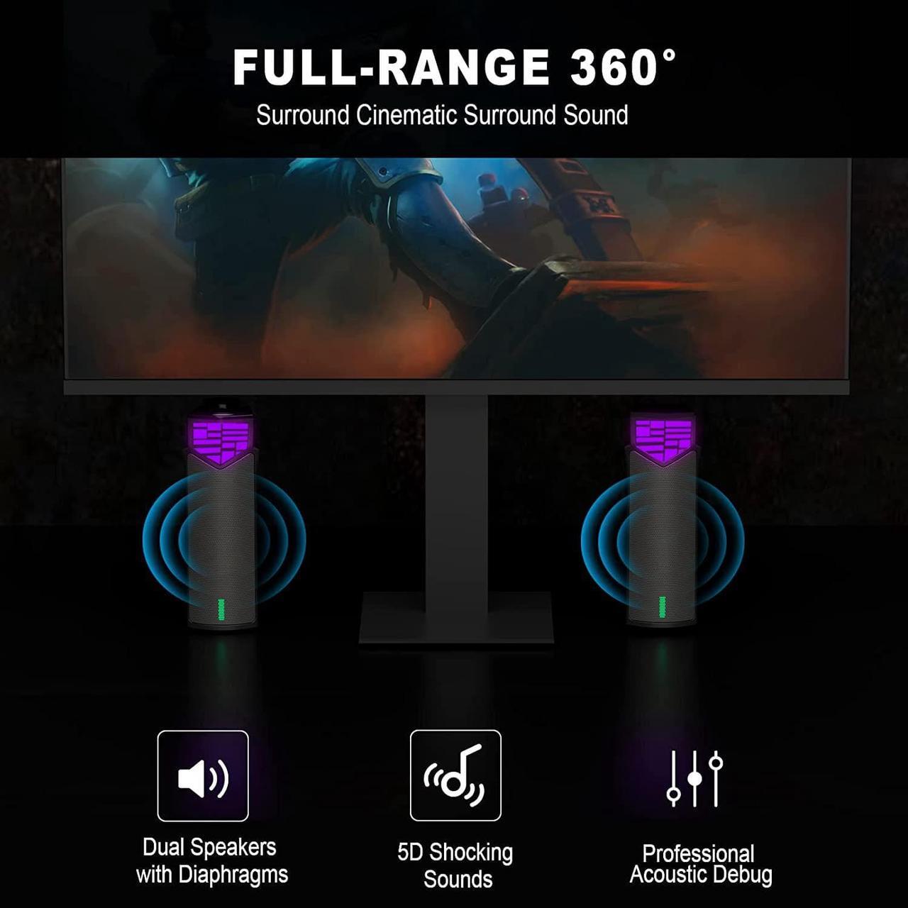 Alt view image 5 of 7 - Smalody Gaming Speakers for PC, Computer Speakers for Desktop Monitor with Bluetooth, 2 in 1 Gradual RGB Computer Speaker Soundbar, Wired USB Powered, Can Be Split and Combined Freely