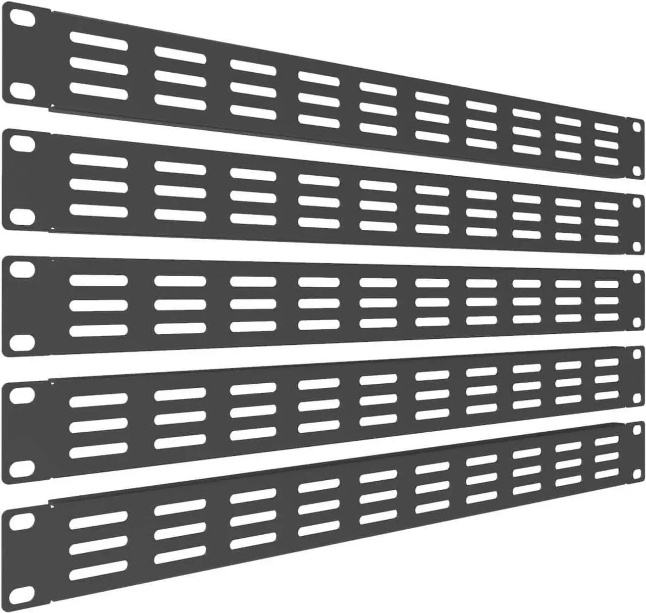 Main image of QiaoYoubang 5 Pack of 1U Vented Blank Panel - Steel Blank Rack Mount Panel Spacer for 19in Server Rack Cabinet or Enclosure, Black (1U), Welcome to consult