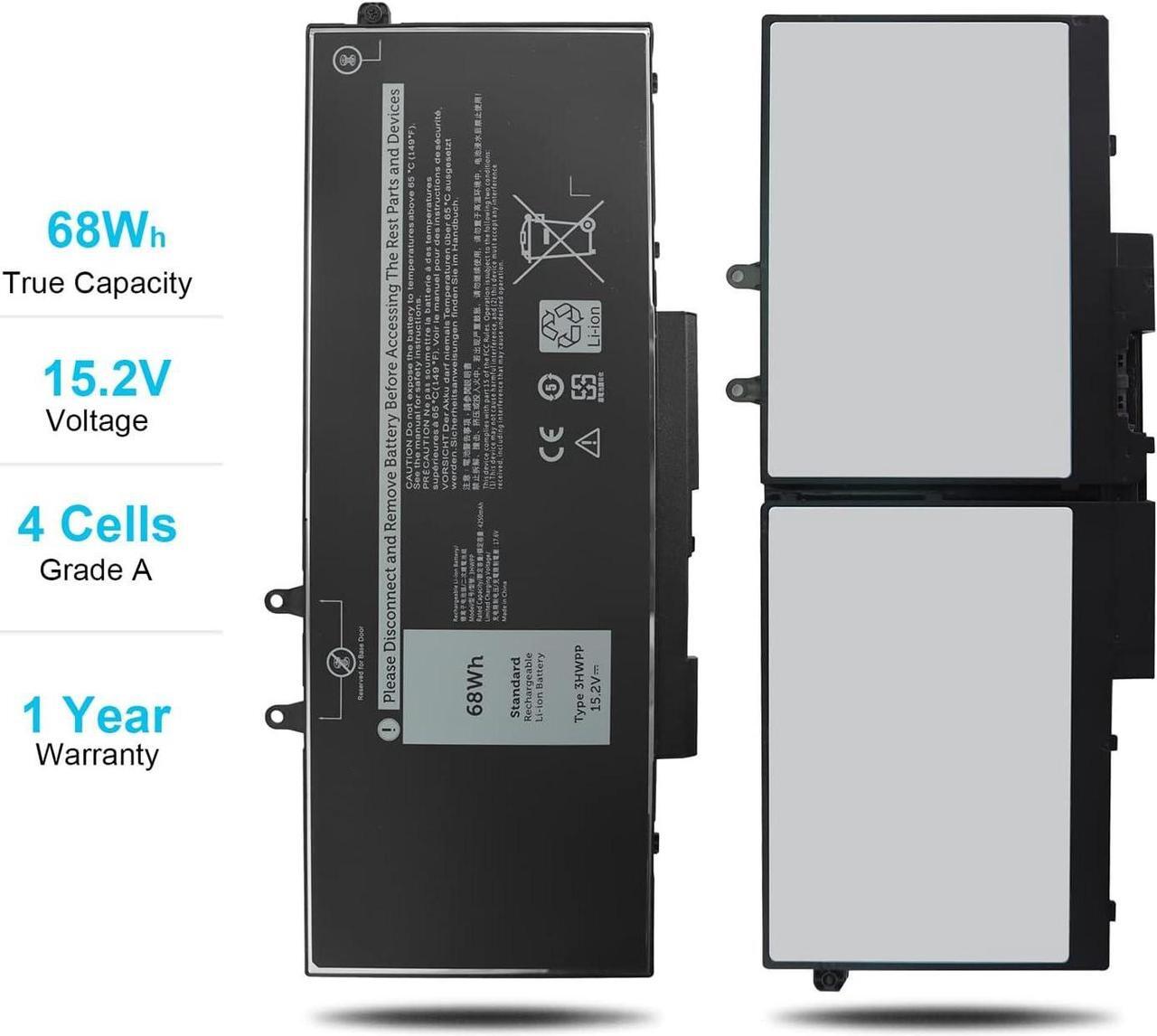 Alt view image 5 of 6 - 68Wh 3HWPP 15.2V Battery for Dell Latitude 5501 5510 5511 5401 5410 5411 E5410 E5510 E5401 E5501 E5411 E5511 Precision 3551 3541 for Inspiron 17 7500 7506 2-in-1 Black 451-BCMN 10X1J N2NLL 1VY7F 3YNXM
