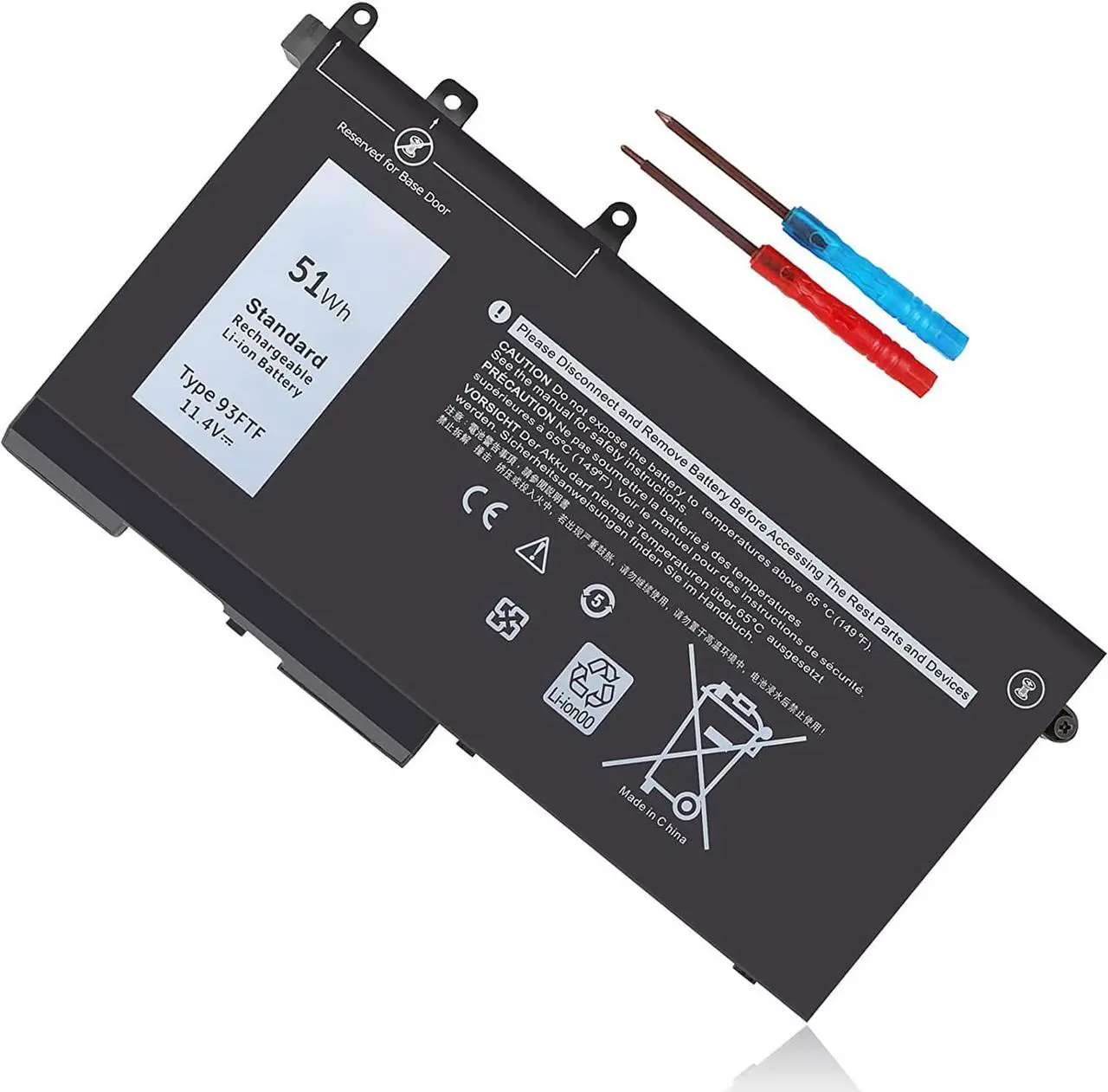 Main image of 51Wh Type 93FTF Battery for Dell Latitude 5580 5480 5280 5590 5490 5491 5290 5288 5488 5495 5591 E5580 E5480 E5280 E5590 E5490 E5290 E5591 E5491 Precision 15 3520 3530 D4CMT 83XPC 4YFVG 451-BBZT 11.4V