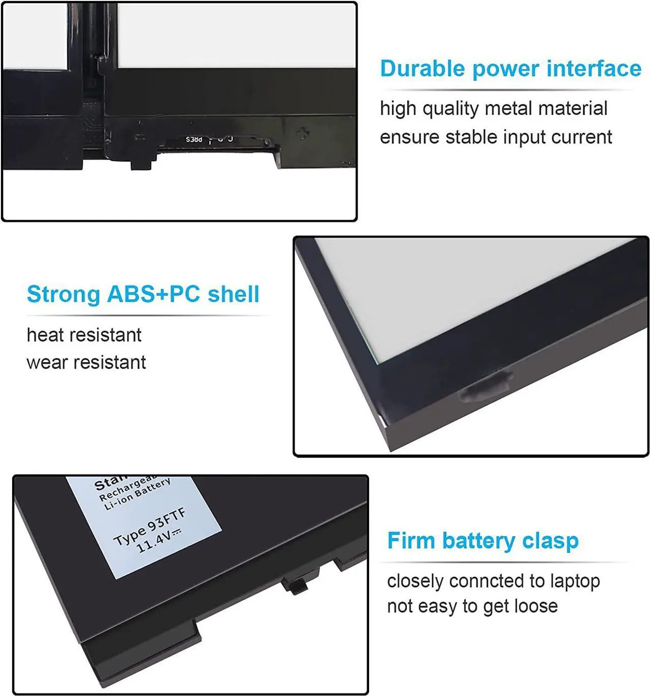 Alt view image 3 of 6 - 51Wh Type 93FTF Battery for Dell Latitude 5580 5480 5280 5590 5490 5491 5290 5288 5488 5495 5591 E5580 E5480 E5280 E5590 E5490 E5290 E5591 E5491 Precision 15 3520 3530 D4CMT 83XPC 4YFVG 451-BBZT 11.4V
